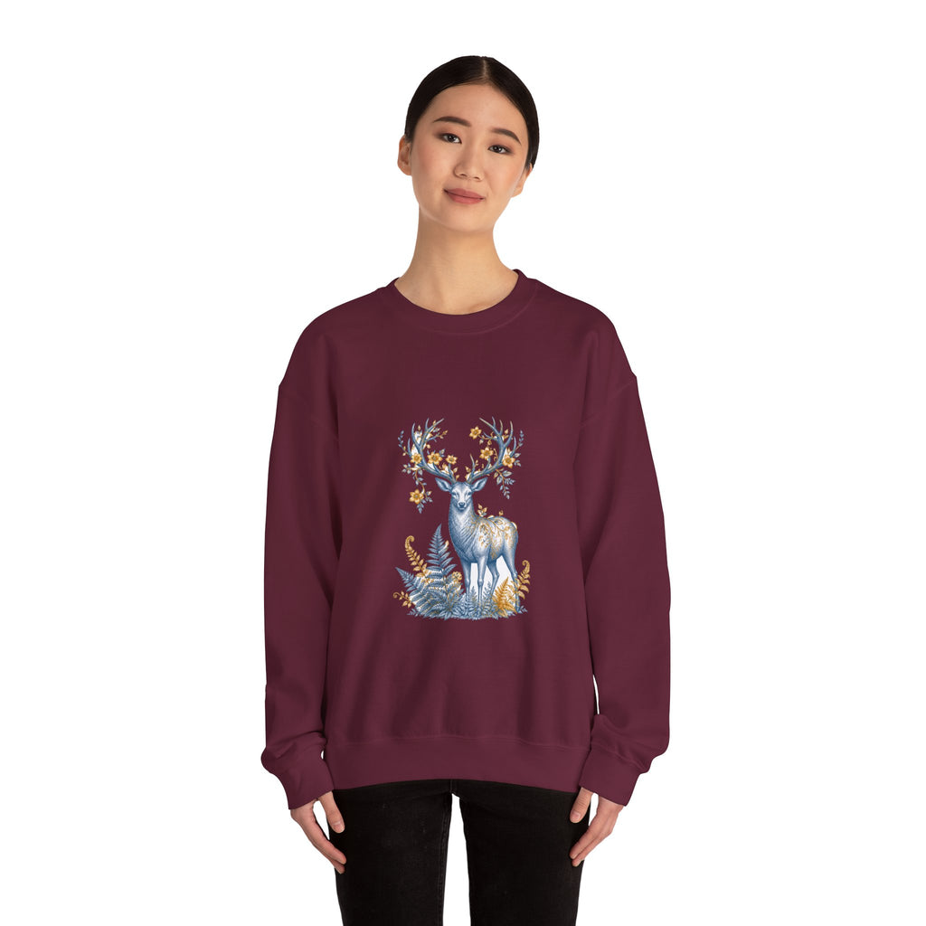 Matching Couple Sweatshirt - Bear & Deer Matching Couple Crewneck Sweatshirt Vintage Art His Hers Wedding Gift - Design B