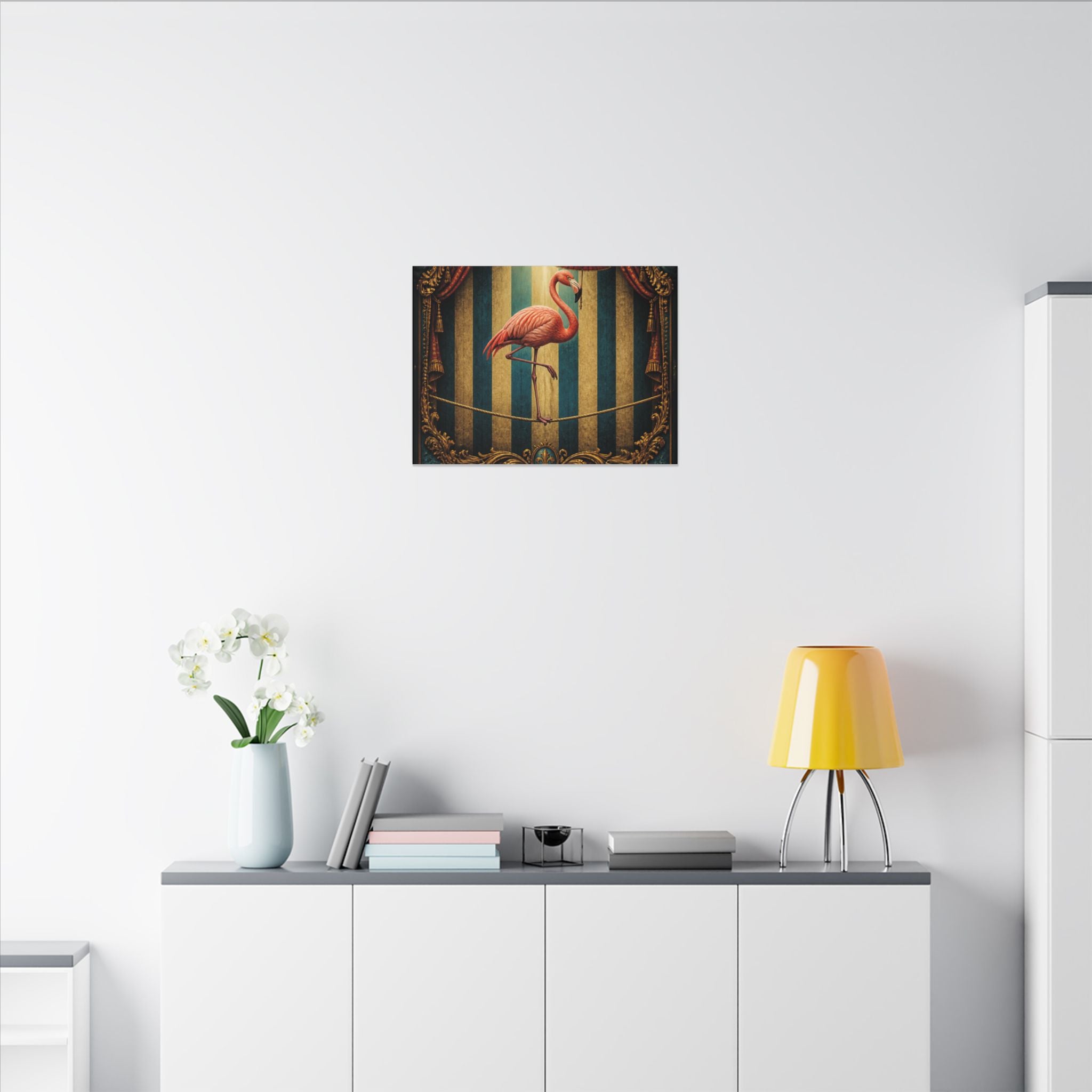 Flamingo Tightrope Wall Art Canvas 24×36 Baroque Studio Decor Maximalist Print