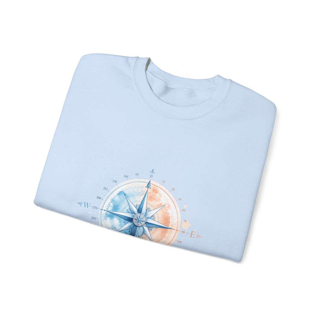 Matching Couple Sweatshirt - Compass North & South Matching Couple Premium Fleece Sweatshirt Watercolor Art His Hers Birthday Gift - Design B
