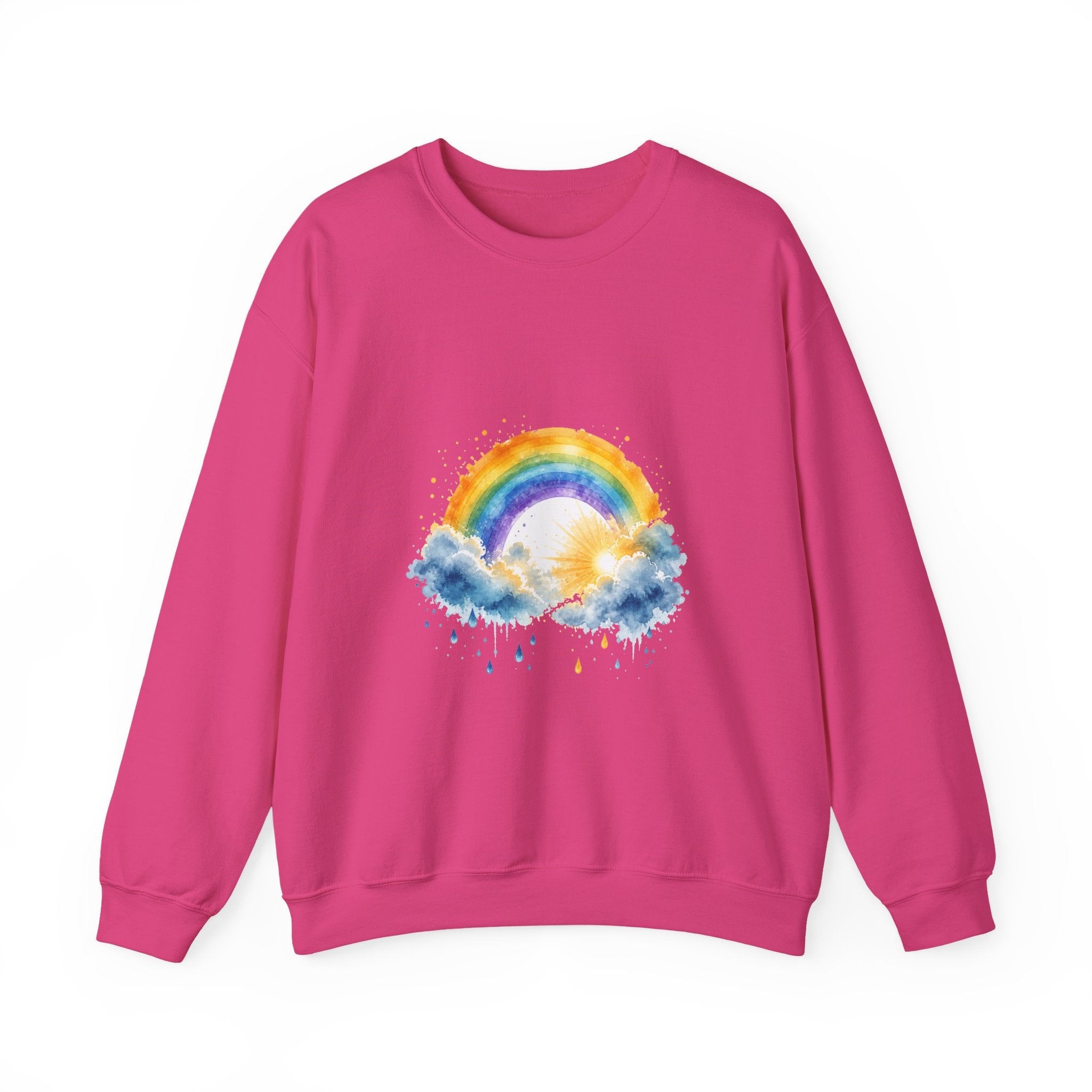 Matching Couple Sweatshirt - Storm & Rainbow Matching Couple Premium Fleece Sweatshirt Watercolor Art His Hers Birthday Gift - Design B