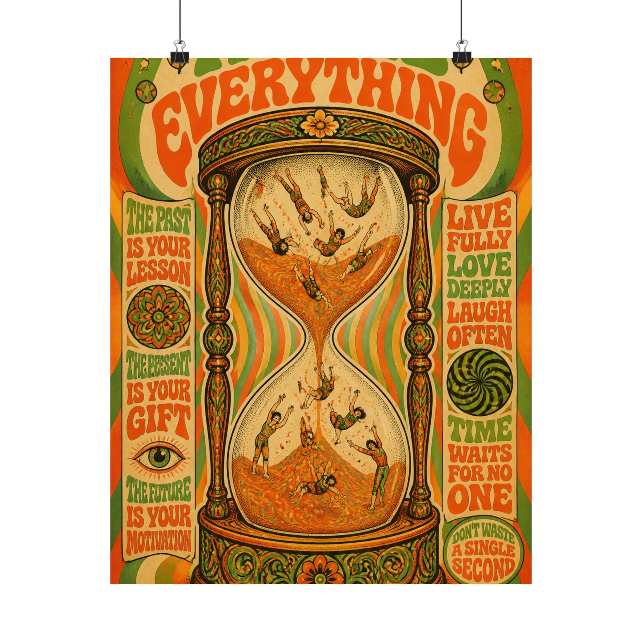 Hourglass Acrobats Wall Art Poster 24×36 Psychedelic Dining Room Decor Maximalist Print