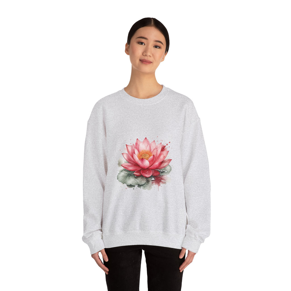 Matching Couple Sweatshirt - Open & Closed Lotus Matching Couple Crewneck Sweatshirt Watercolor Art His Hers Engagement Gift - Design A