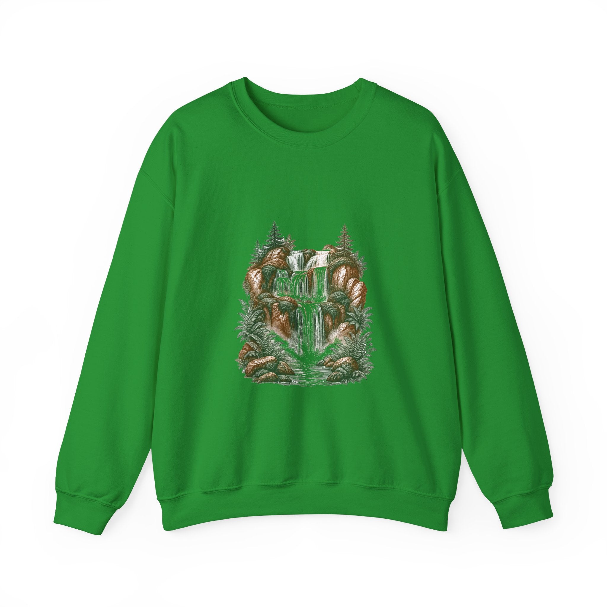 Matching Couple Sweatshirt - Wildfire & Waterfall Matching Couple Comfort Colors Crew Vintage Art His Hers Honeymoon Gift - Design B