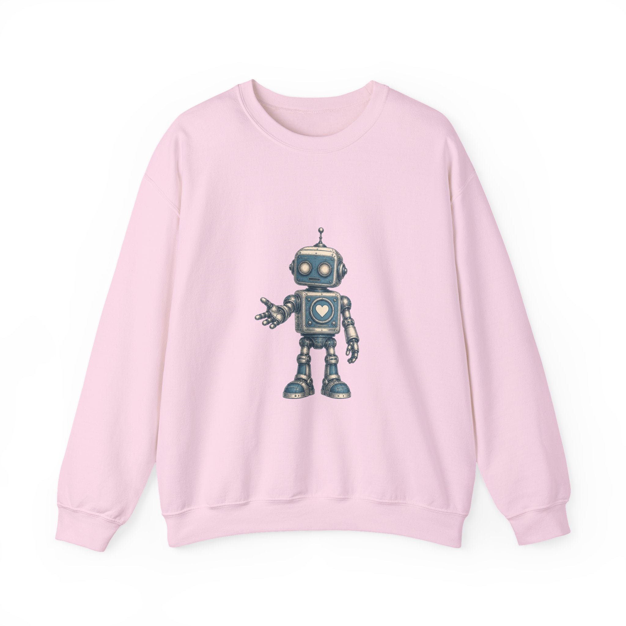 Matching Couple Sweatshirt - Robot & Heart Matching Couple Premium Fleece Sweatshirt Vintage Art His Hers Honeymoon Gift - Design A