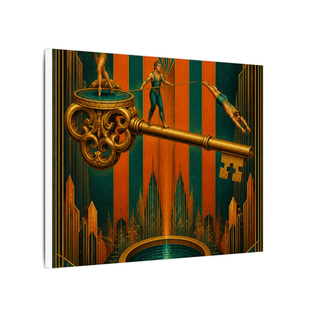 Giant Key Performance Wall Art Canvas 16×20 Art Deco Entryway Decor Maximalist Print