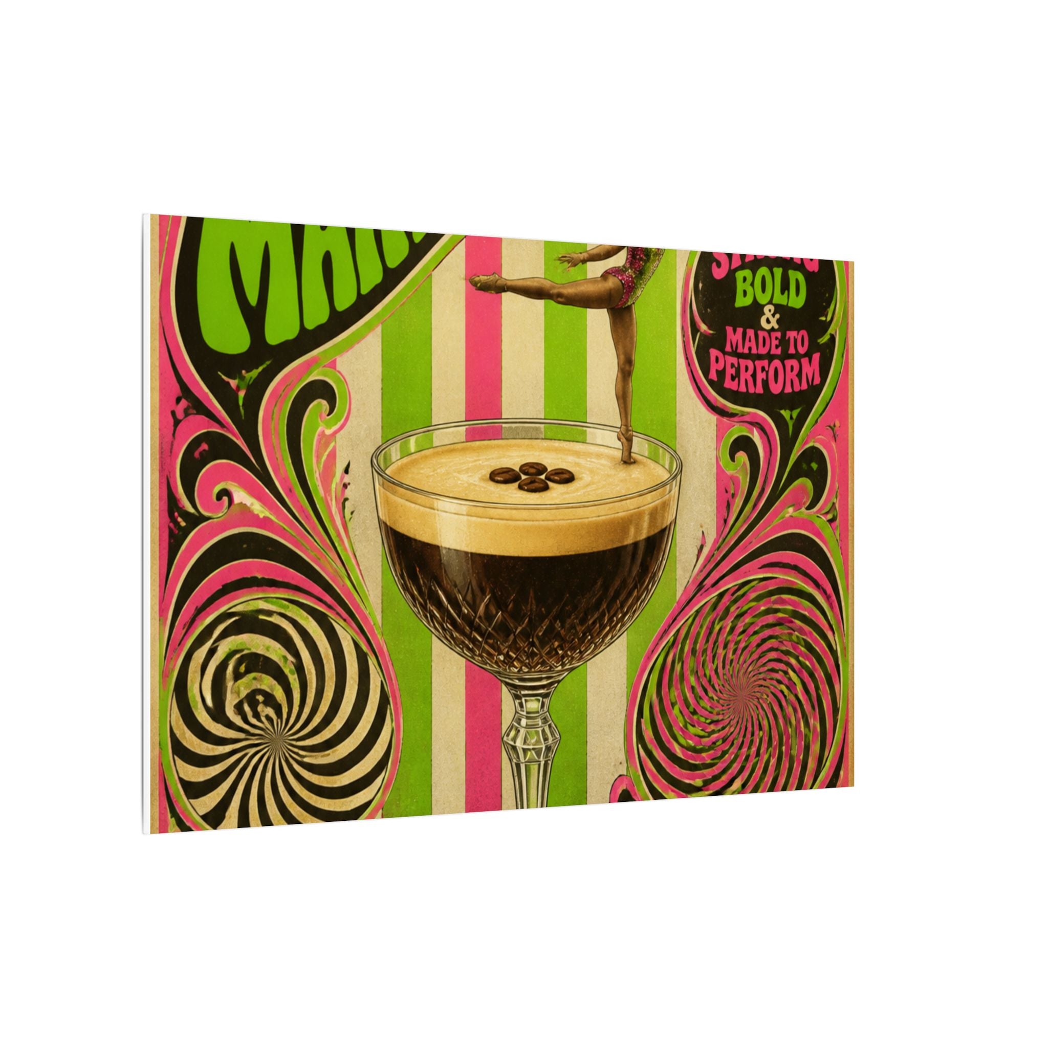 Espresso Martini Acrobat Wall Art Canvas 24×36 Psychedelic Dining Room Decor Maximalist Print