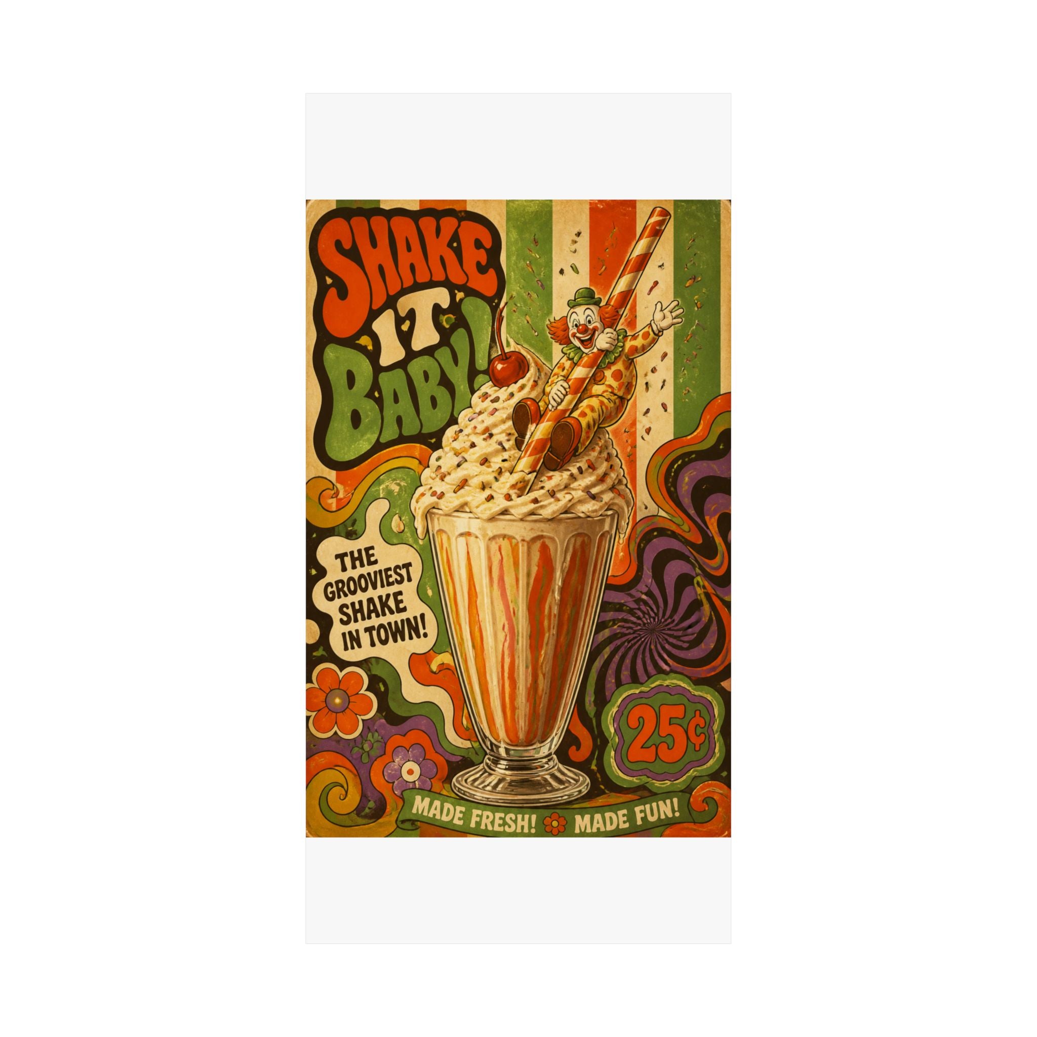 Milkshake Slide Clown Wall Art Poster 18×24 Psychedelic Cafe Decor Maximalist Print