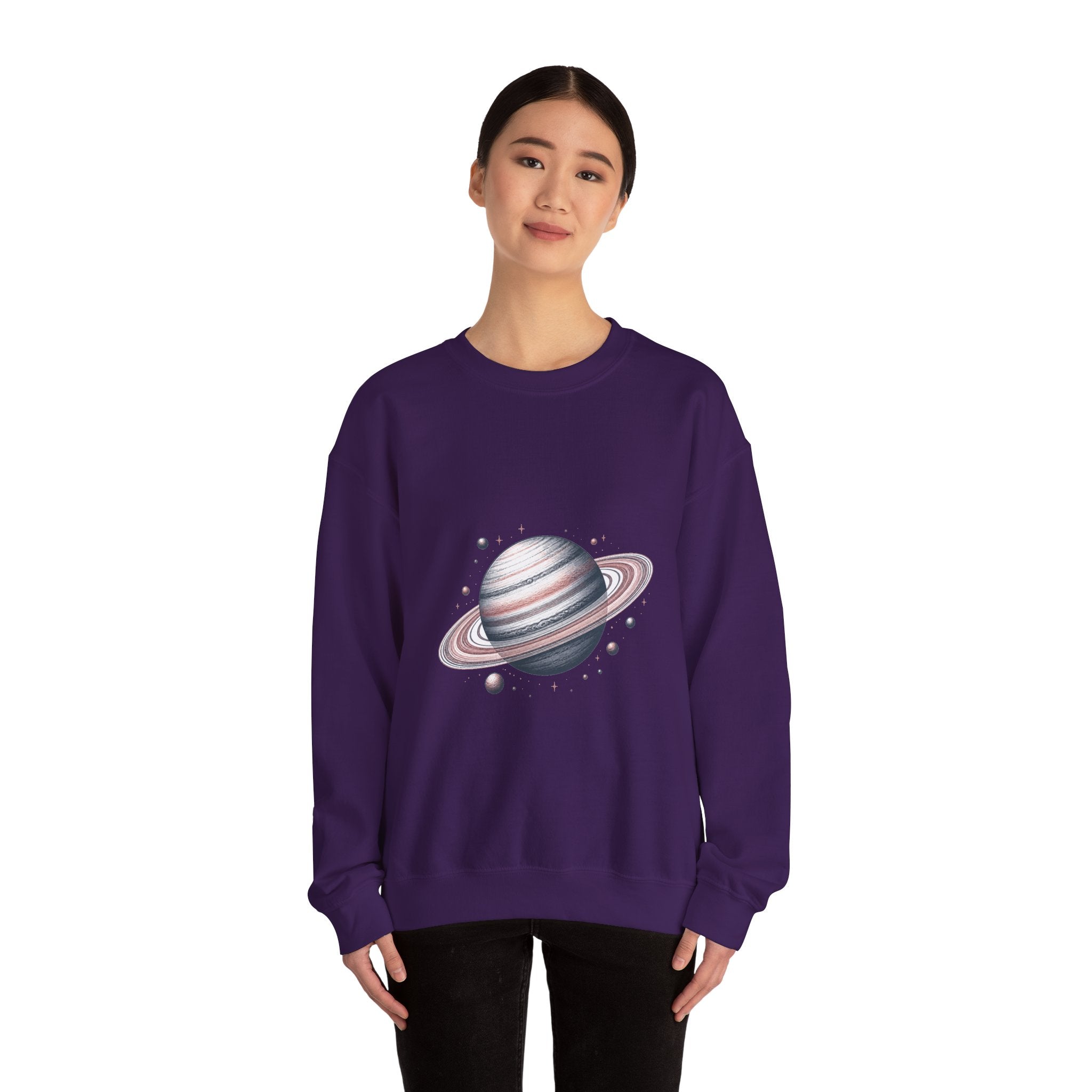 Matching Couple Sweatshirt - Saturn & Jupiter Matching Couple Crewneck Sweatshirt Hand-Drawn Art His Hers Best Friend Gift - Design A