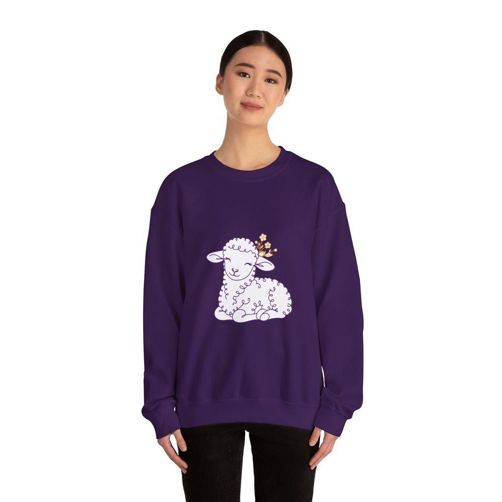 Matching Couple Sweatshirt - Lion & Lamb Matching Couple Comfort Colors Crew Minimalist Art His Hers Christmas Gift - Design B