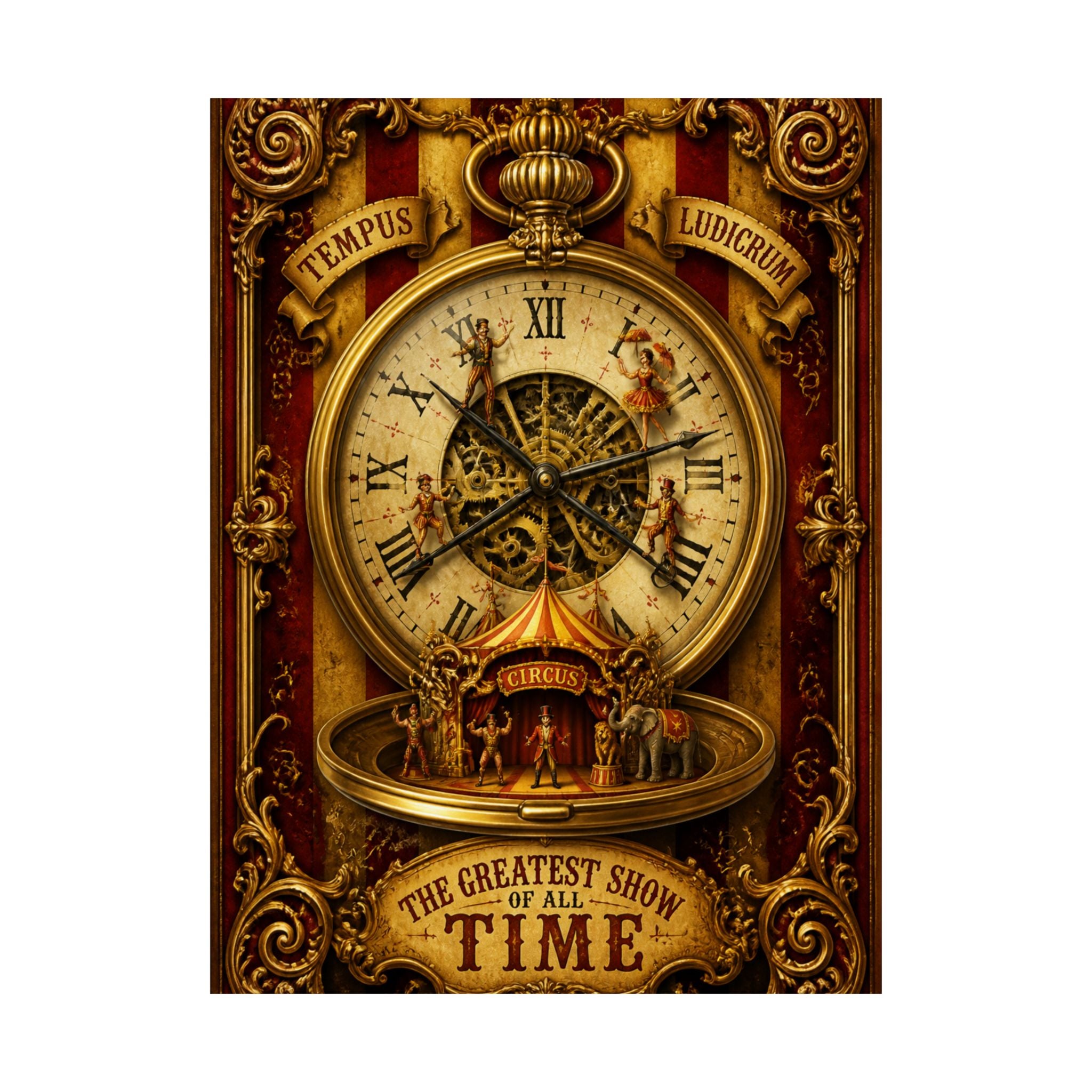 Pocket Watch Performers Wall Art Poster 18×24 Baroque Home Office Decor Maximalist Print