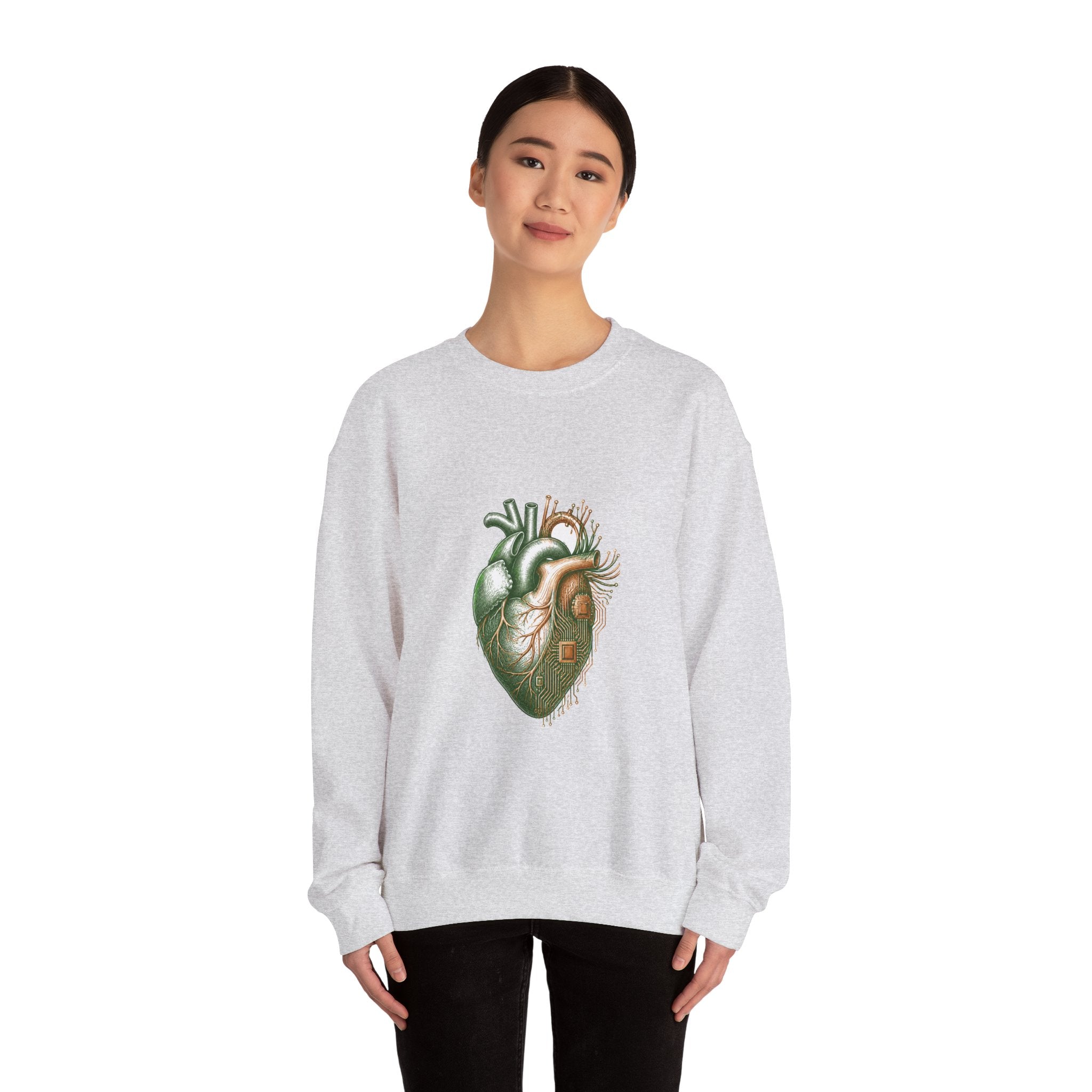 Matching Couple Sweatshirt - Robot & Heart Matching Couple Crewneck Sweatshirt Hand-Drawn Art His Hers Best Friend Gift - Design B
