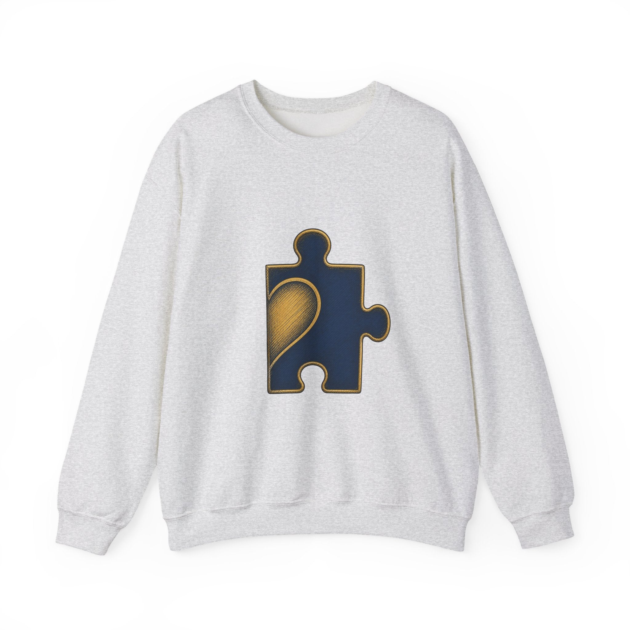 Matching Couple Sweatshirt - Puzzle Pieces Matching Couple Premium Fleece Sweatshirt Hand-Drawn Art His Hers Anniversary Gift - Design B
