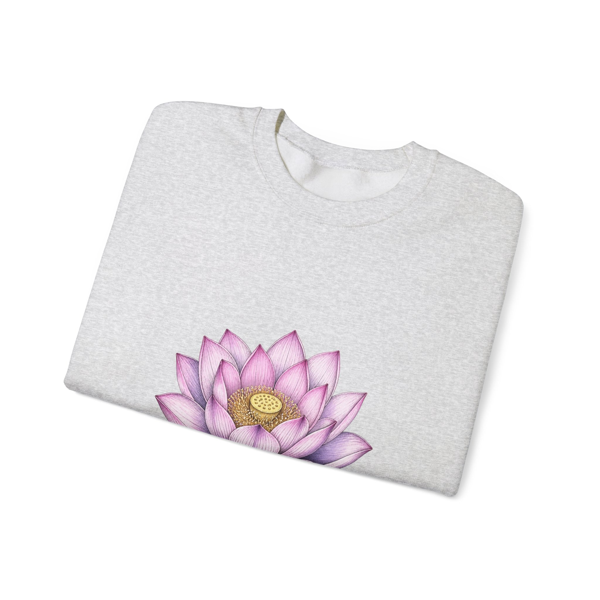 Matching Couple Sweatshirt - Open & Closed Lotus Matching Couple Crewneck Sweatshirt Hand-Drawn Art His Hers Best Friend Gift - Design A