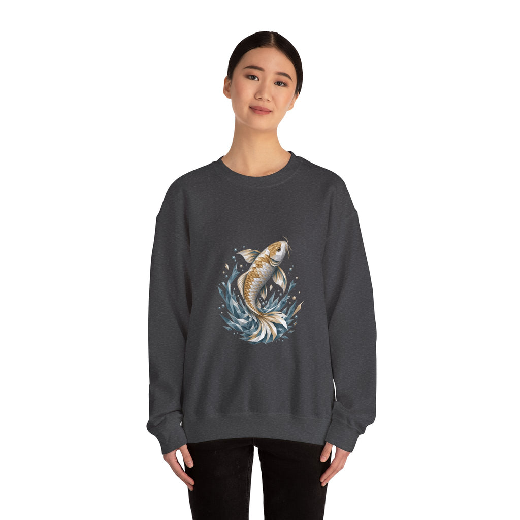 Matching Couple Sweatshirt - Koi Fish Yin Yang Matching Couple Crewneck Sweatshirt Geometric Art His Hers Couple Gift - Design A