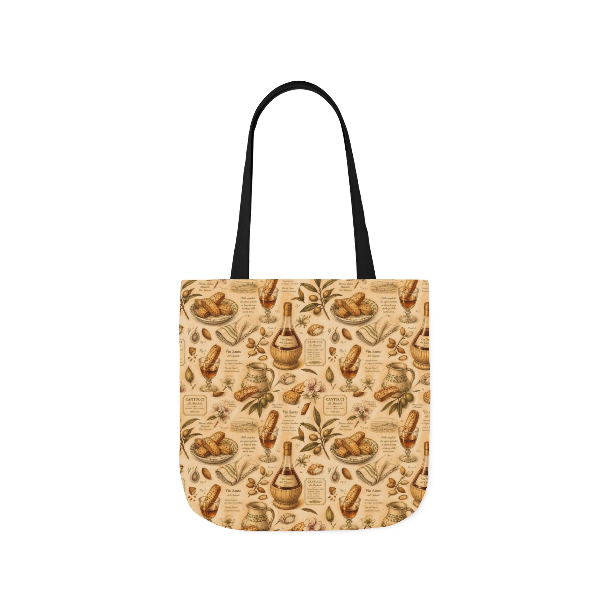 Biscotti & Vin Santo Canvas Tote Bag Mediterranean Kitchen Botanical Design Italian Cottagecore Gift