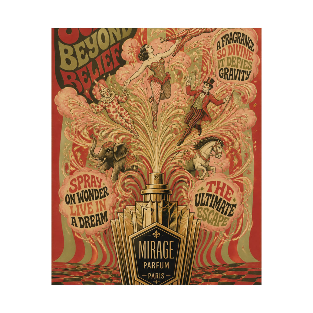 Perfume Bottle Fountain Wall Art Poster 18×24 Psychedelic Cafe Decor Maximalist Print