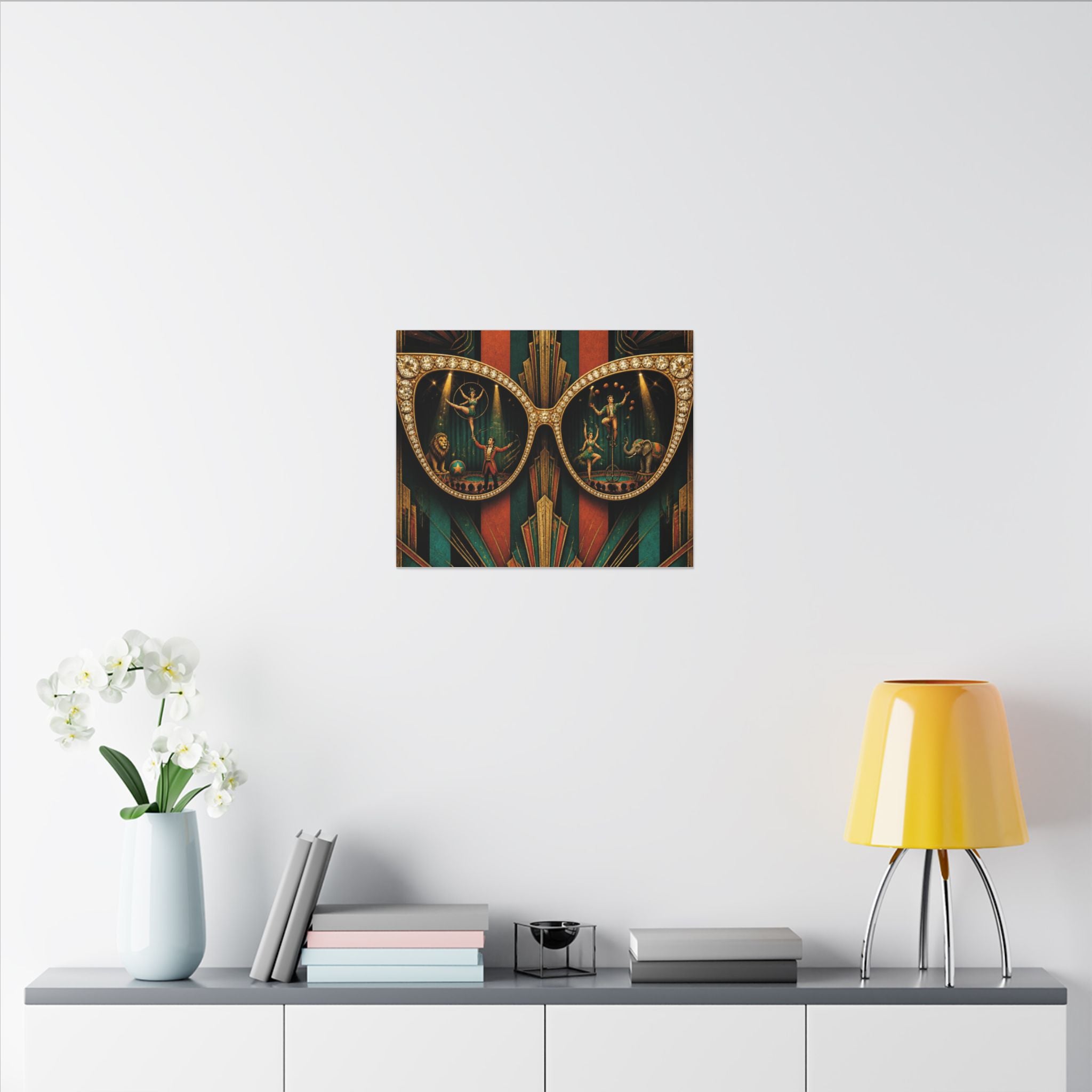 Sunglasses Circus Ring Wall Art Canvas 24×36 Art Deco Bar Area Decor Maximalist Print