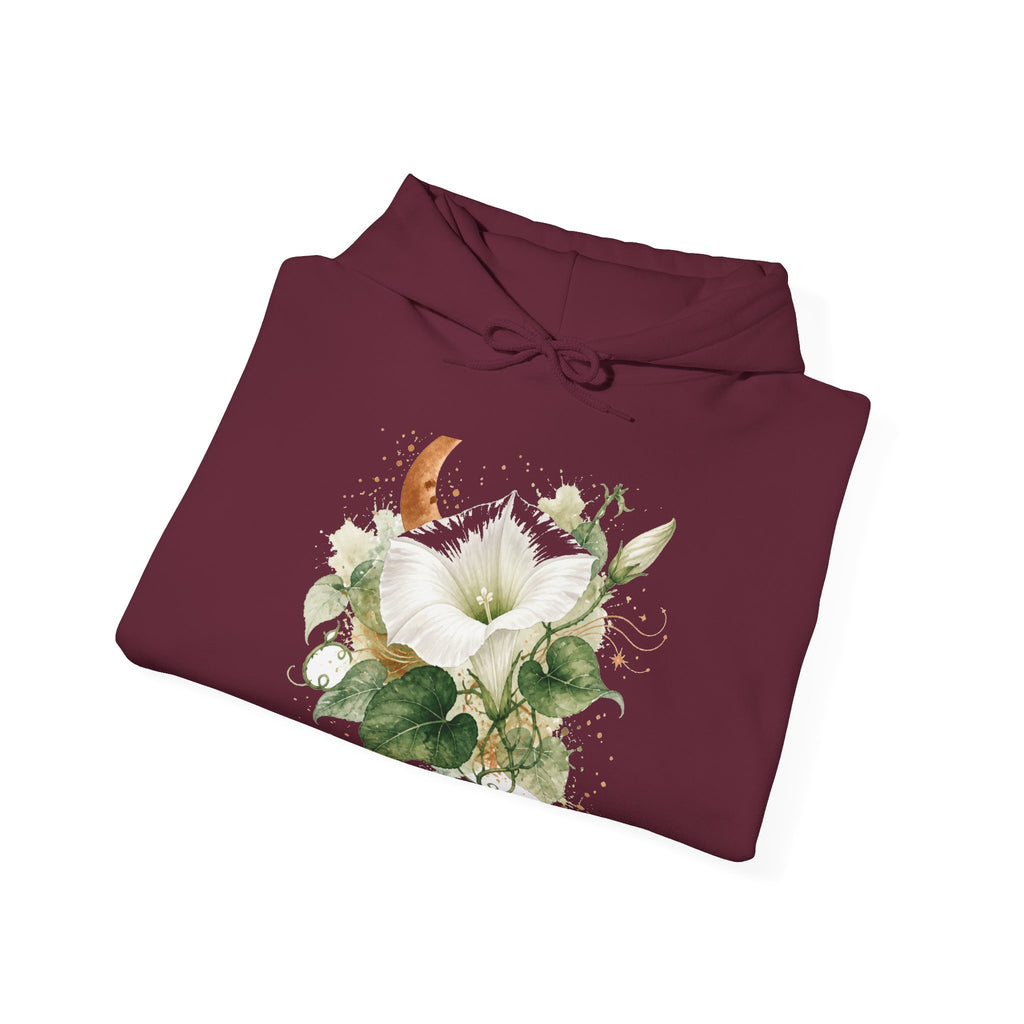 Matching Couple Sweatshirt - Sunflower & Moonflower Matching Couple Hooded Sweatshirt Watercolor Art His Hers Engagement Gift - Design B