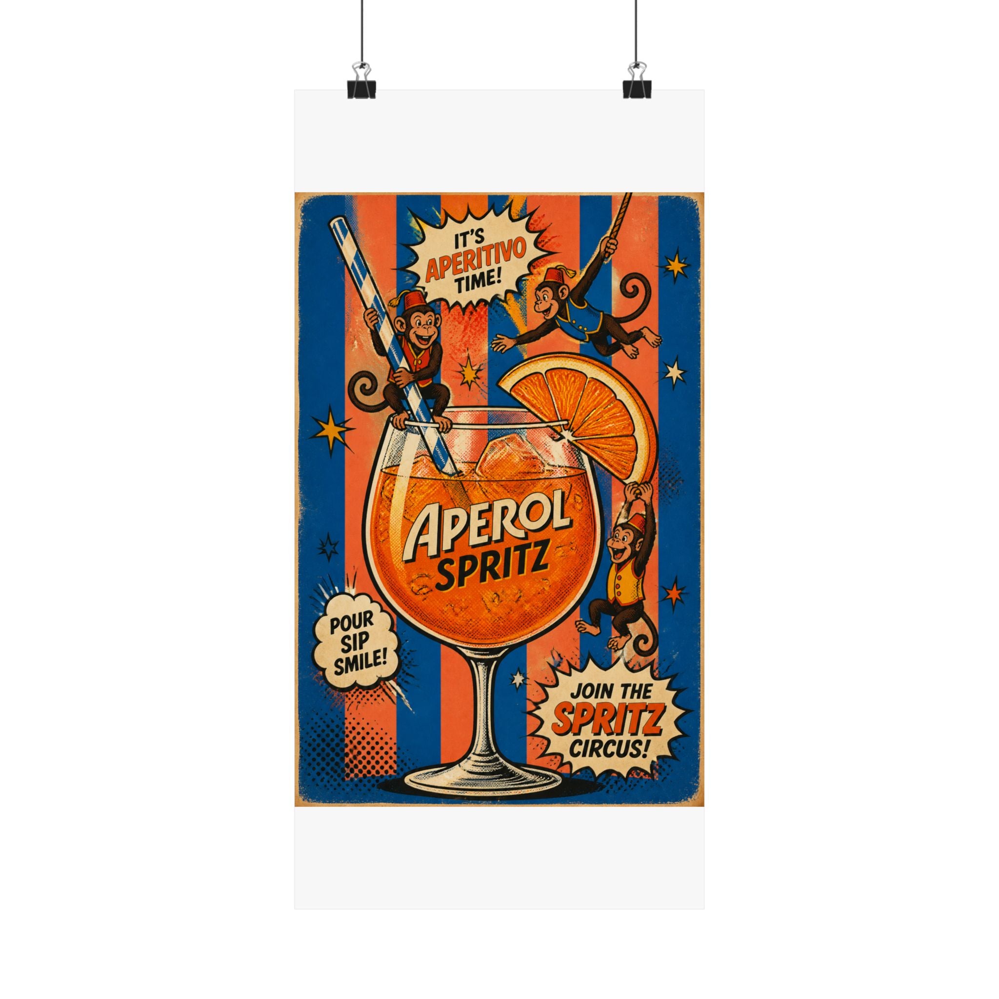 Aperol Spritz Monkeys Wall Art Poster 18×24 Pop Art Living Room Decor Maximalist Print