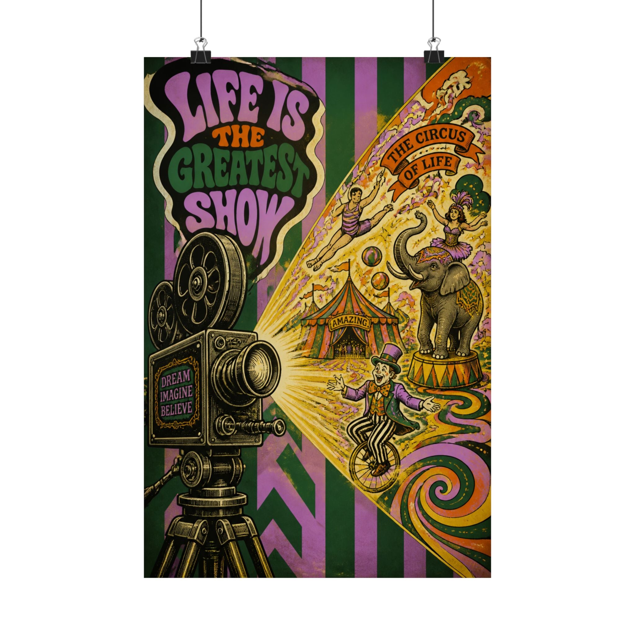 Film Camera Projector Show Wall Art Poster 18×24 Psychedelic Cafe Decor Maximalist Print