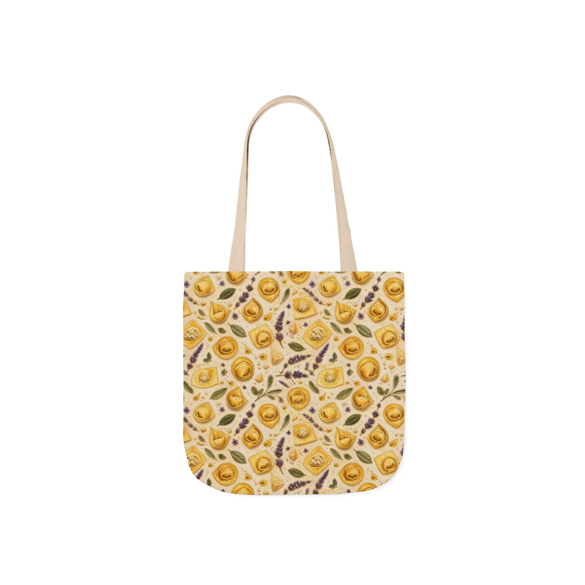 Tortellini with Sage Canvas Tote Bag Mediterranean Kitchen Watercolor Design Italian Cottagecore Gift