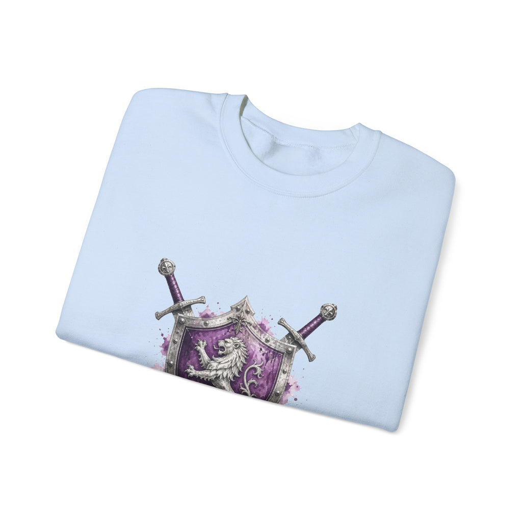 Matching Couple Sweatshirt - Crown & Shield Matching Couple Crewneck Sweatshirt Watercolor Art His Hers Engagement Gift - Design B