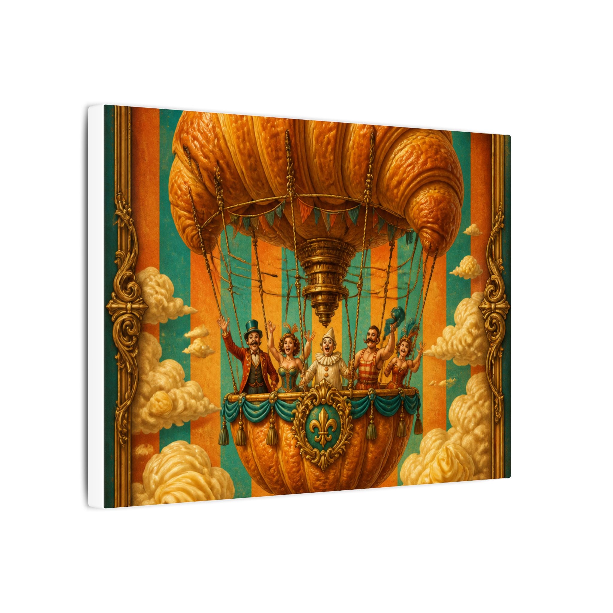 Croissant Hot Air Balloon Wall Art Canvas 24×36 Baroque Studio Decor Maximalist Print