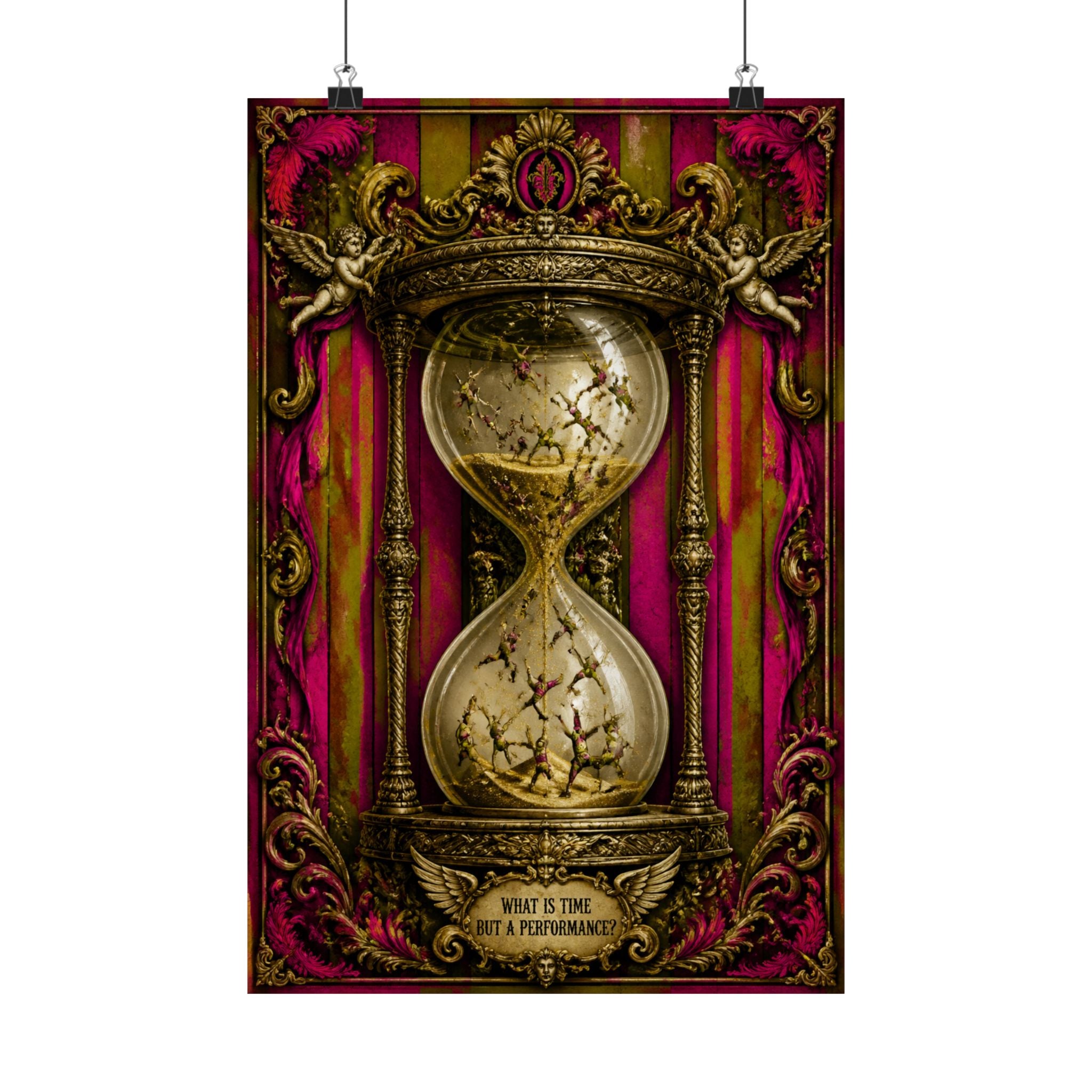 Hourglass Acrobats Wall Art Poster 24×36 Baroque Studio Decor Maximalist Print