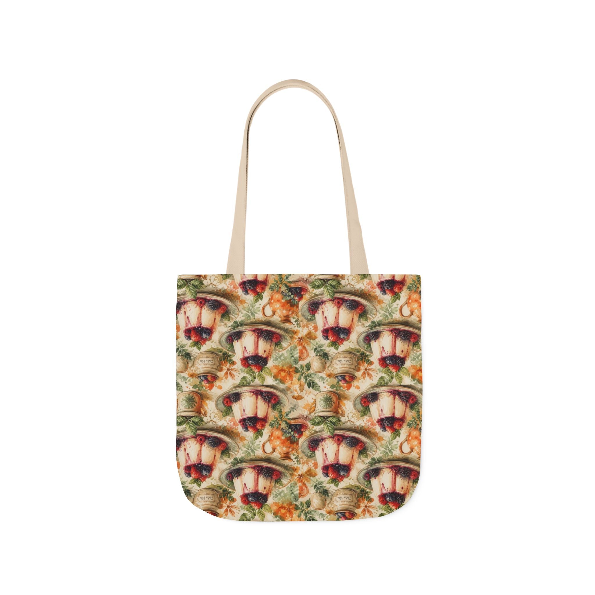 Panna Cotta Canvas Tote Bag Mediterranean Kitchen Watercolor Splash Design Italian Cottagecore Gift
