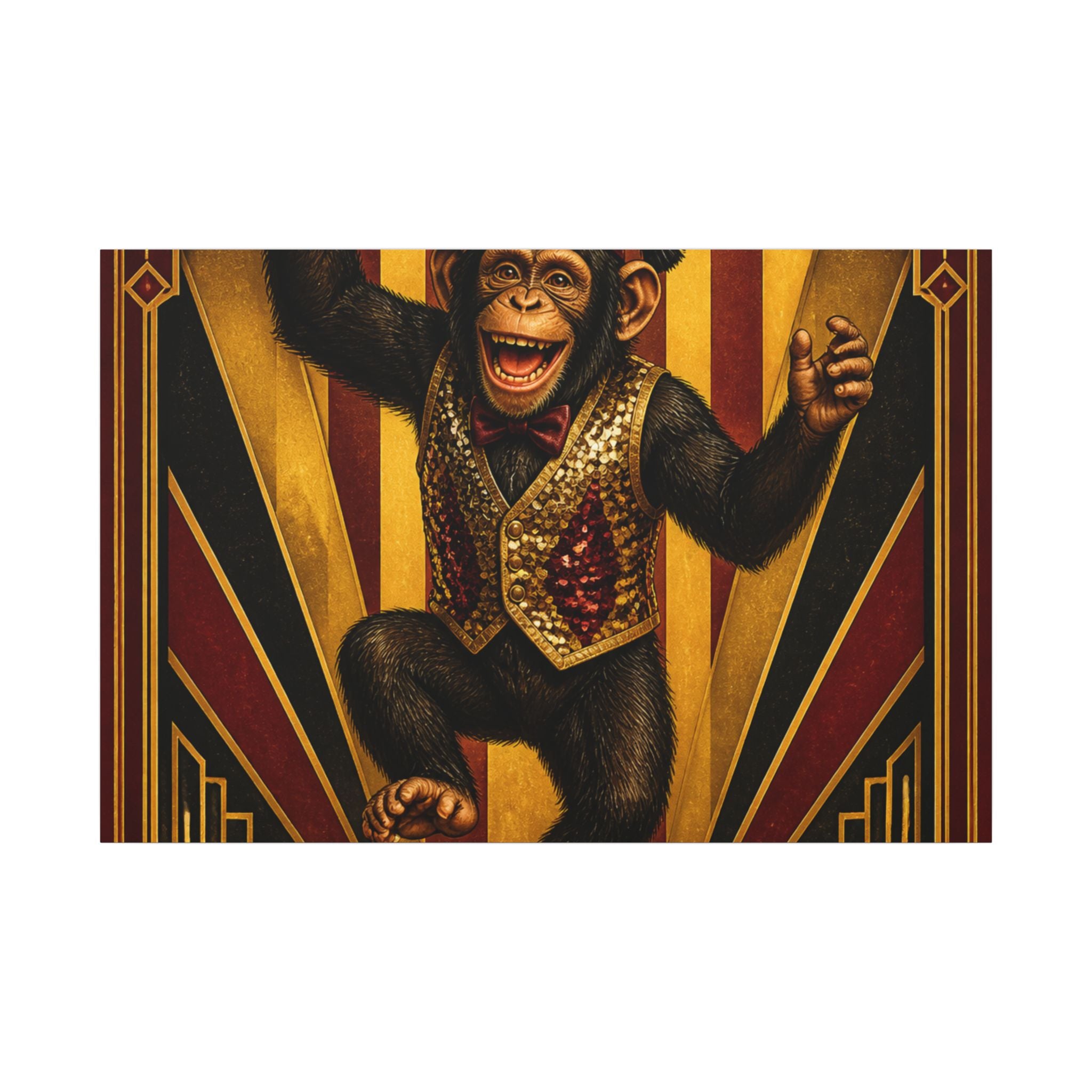 Dancing Monkey Wall Art Canvas 24×36 Art Deco Bar Area Decor Maximalist Print