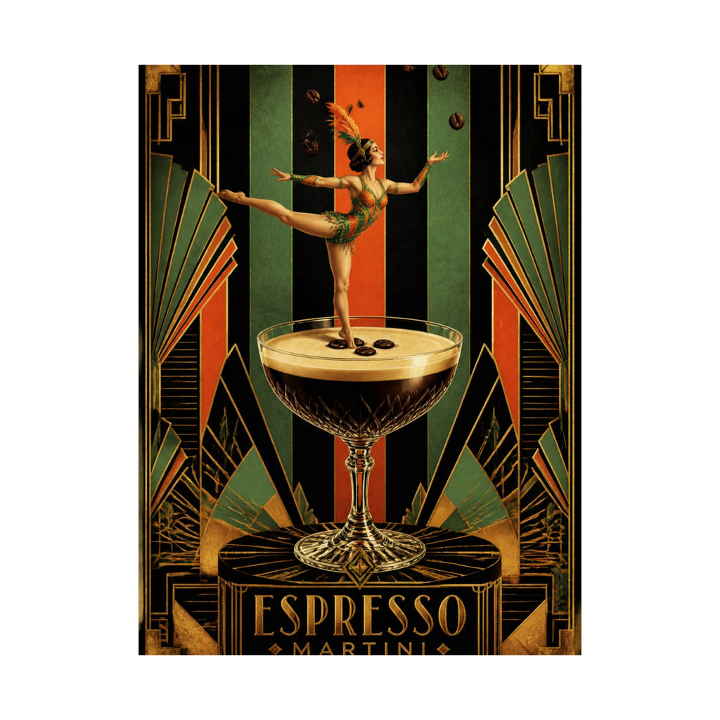 Espresso Martini Acrobat Wall Art Poster 24×36 Art Deco Bar Area Decor Maximalist Print