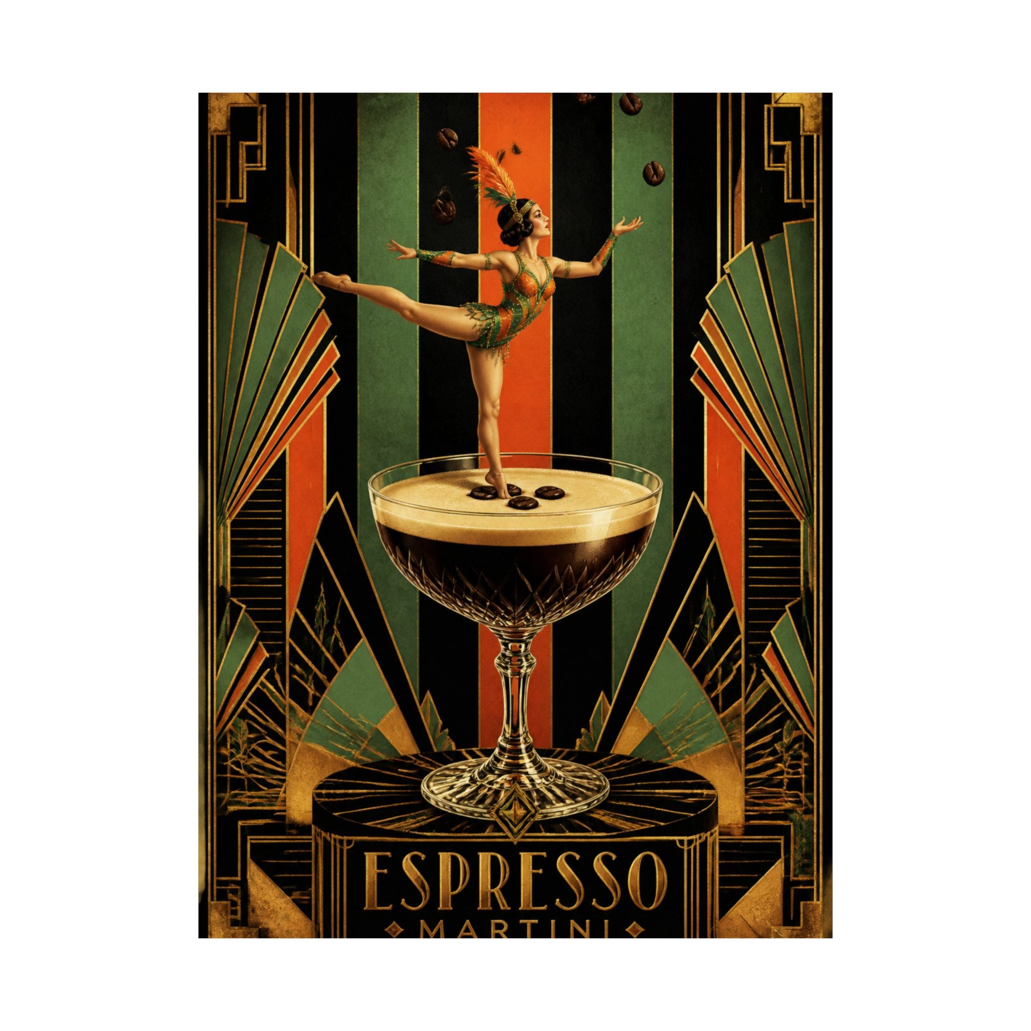 Espresso Martini Acrobat Wall Art Poster 24×36 Art Deco Bar Area Decor Maximalist Print