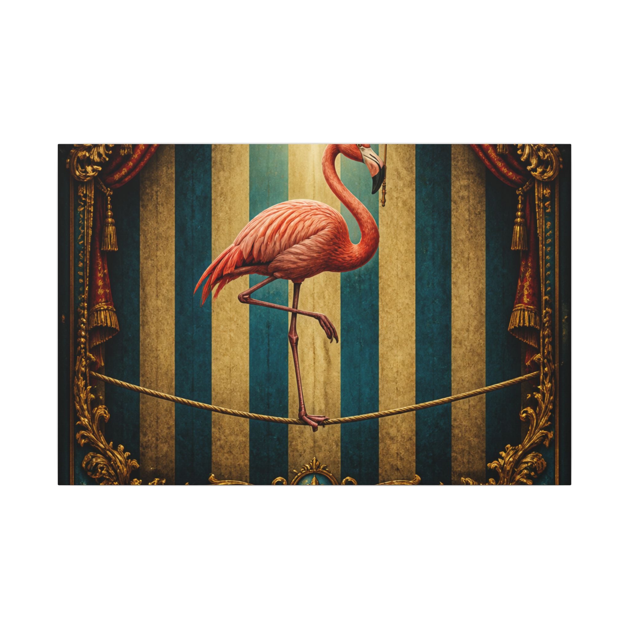 Flamingo Tightrope Wall Art Canvas 24×36 Baroque Studio Decor Maximalist Print