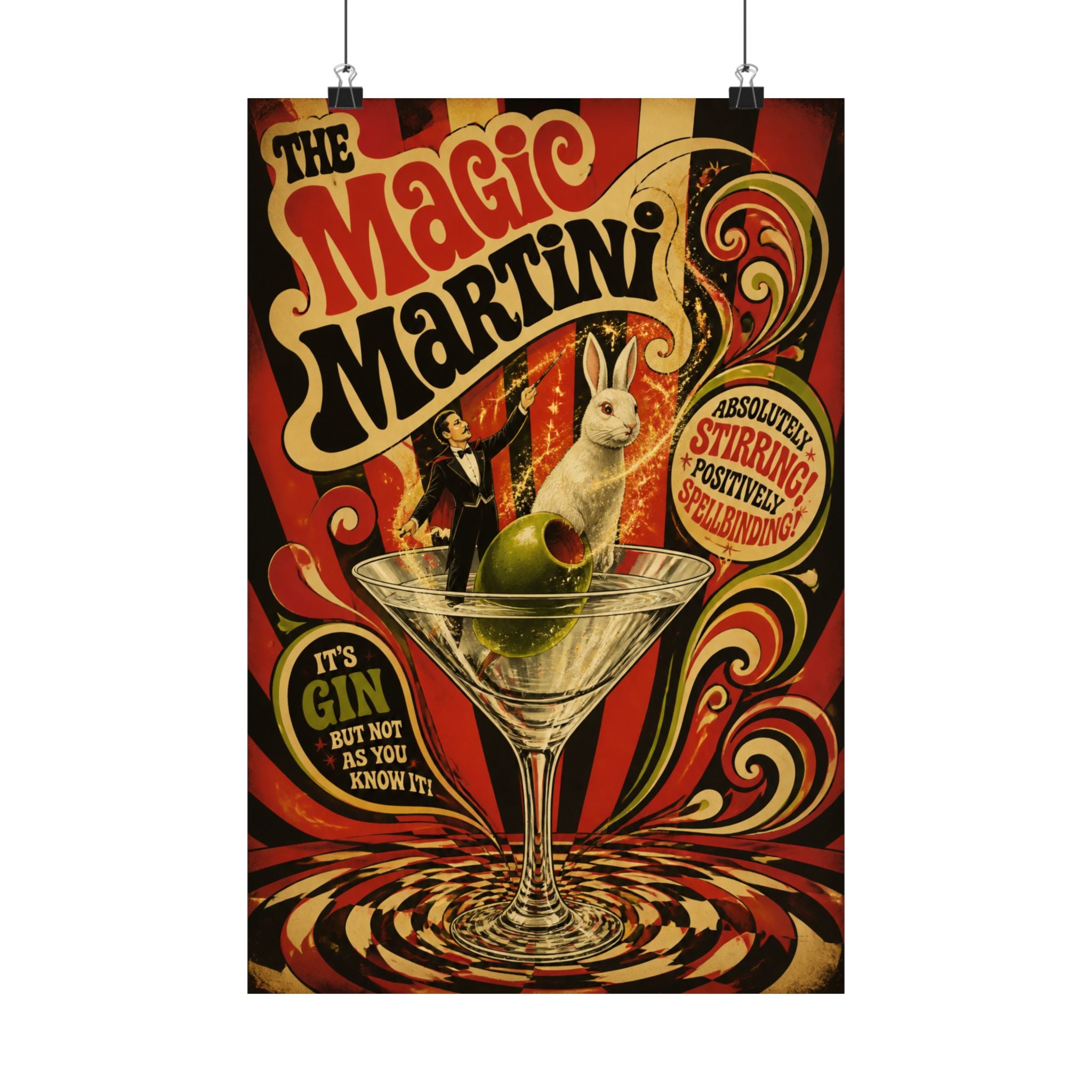 Martini Magician Wall Art Poster 18×24 Psychedelic Cafe Decor Maximalist Print