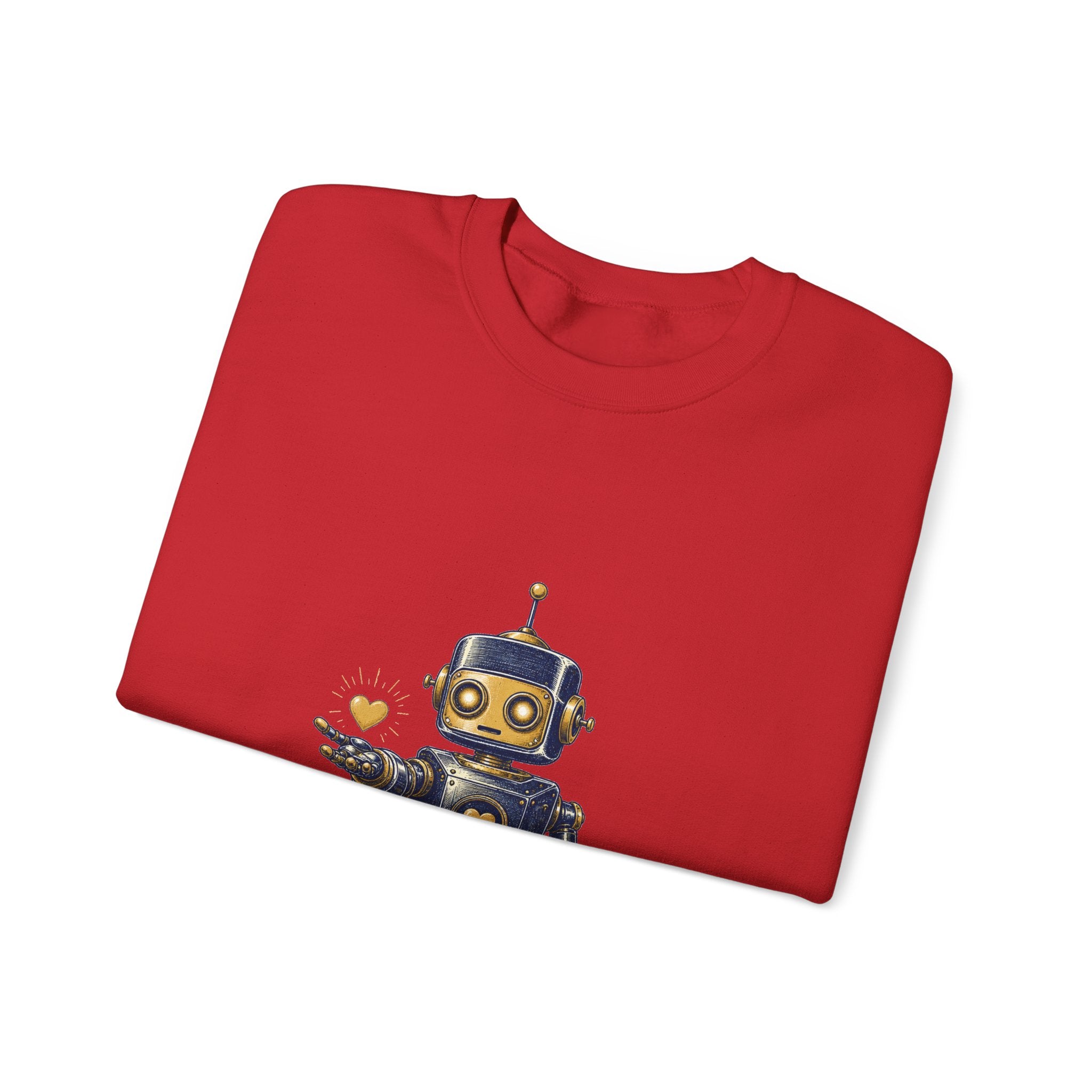 Matching Couple Sweatshirt - Robot & Heart Matching Couple Comfort Colors Crew Hand-Drawn Art His Hers Anniversary Gift - Design A