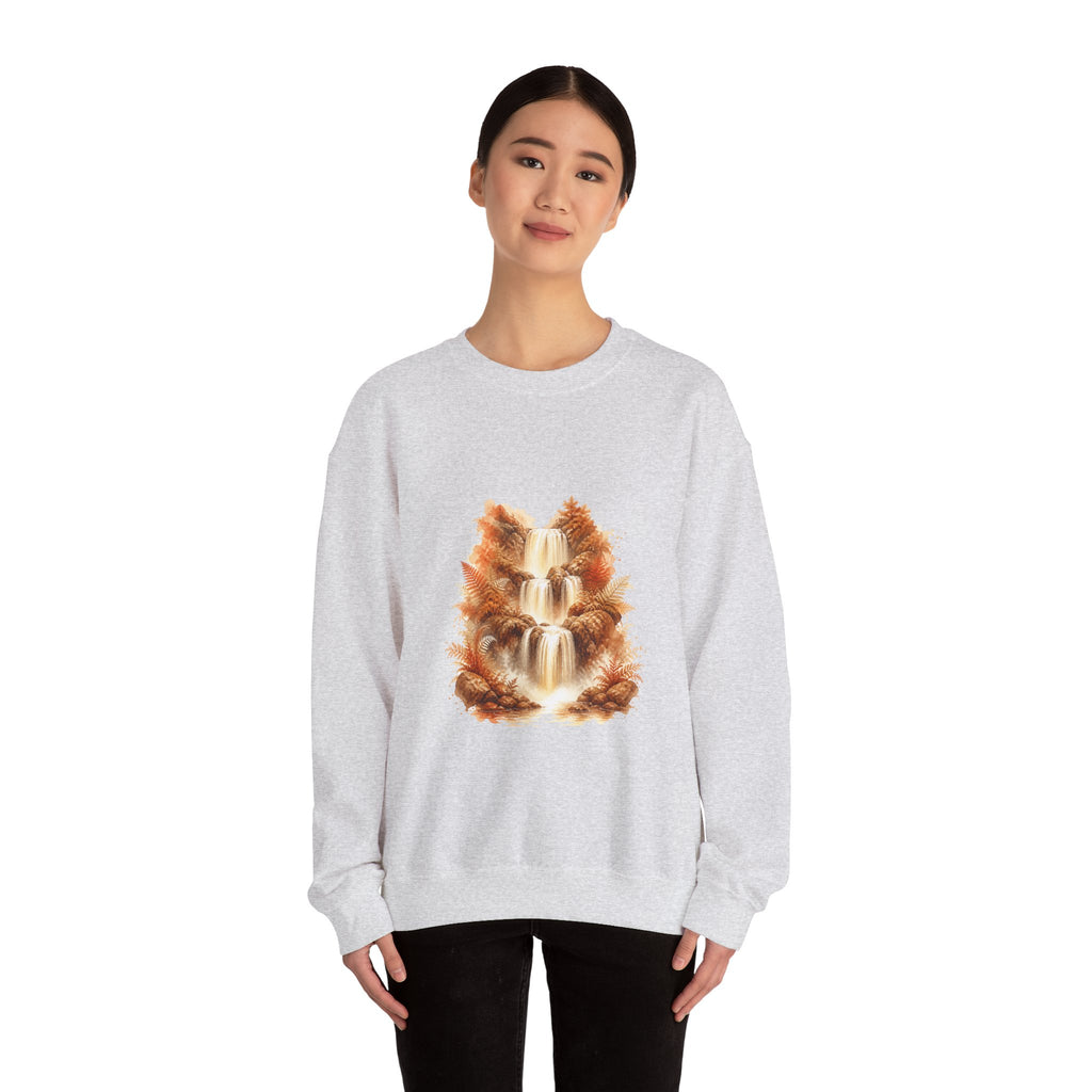 Matching Couple Sweatshirt - Wildfire & Waterfall Matching Couple Comfort Colors Crew Watercolor Art His Hers Birthday Gift - Design B