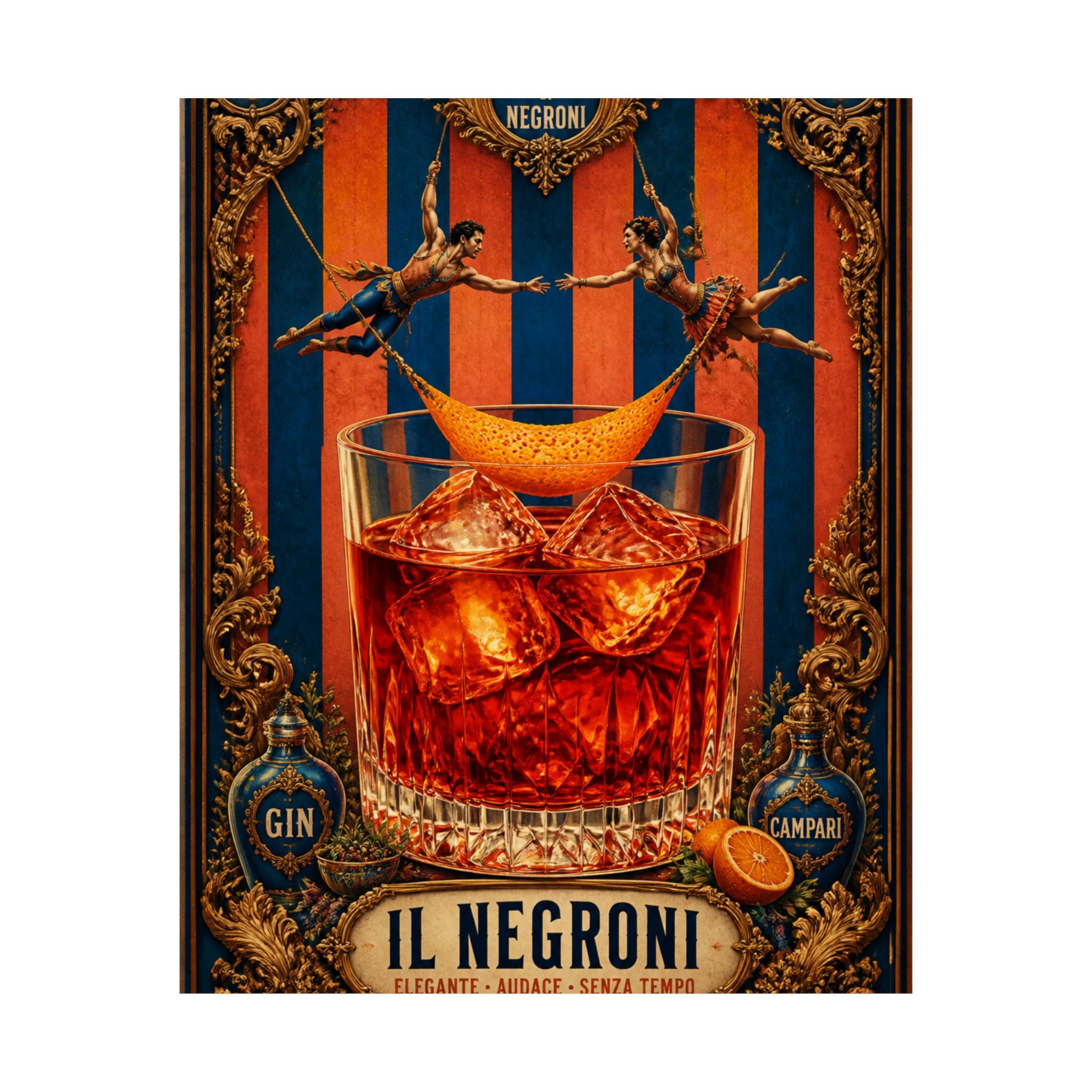 Negroni Trapeze Act Wall Art Poster 24×36 Baroque Studio Decor Maximalist Print