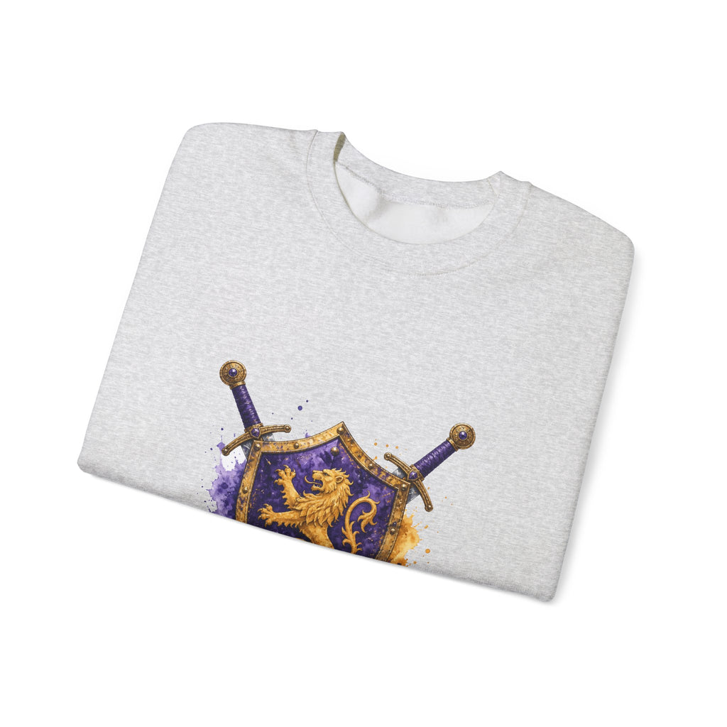Matching Couple Sweatshirt - Crown & Shield Matching Couple Premium Fleece Sweatshirt Watercolor Art His Hers Birthday Gift - Design B