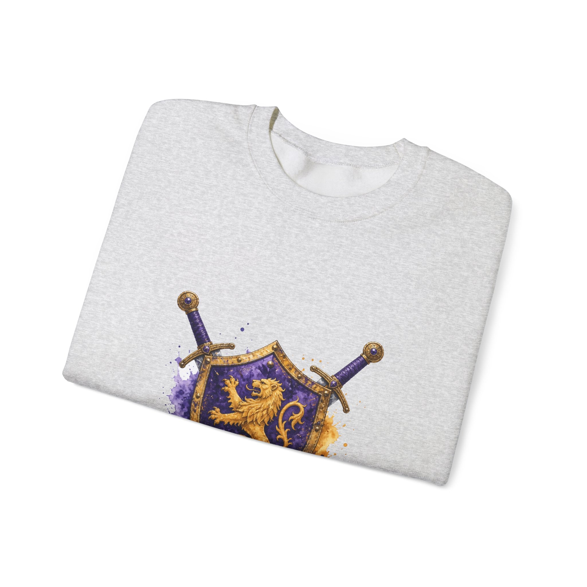Matching Couple Sweatshirt - Crown & Shield Matching Couple Premium Fleece Sweatshirt Watercolor Art His Hers Birthday Gift - Design B