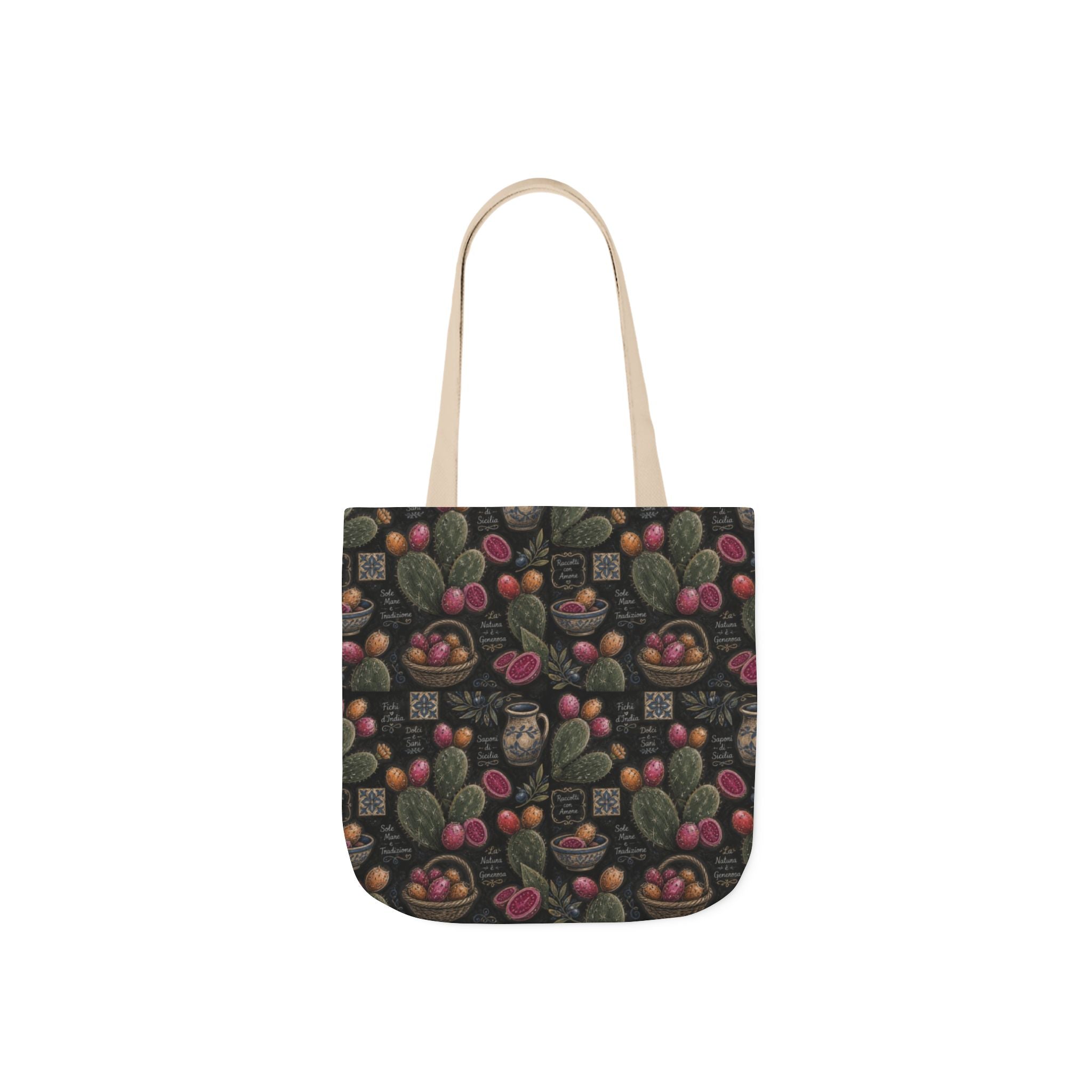 Prickly Pear Cactus Fruit Canvas Tote Bag Mediterranean Kitchen Chalk Art Design Italian Cottagecore Gift