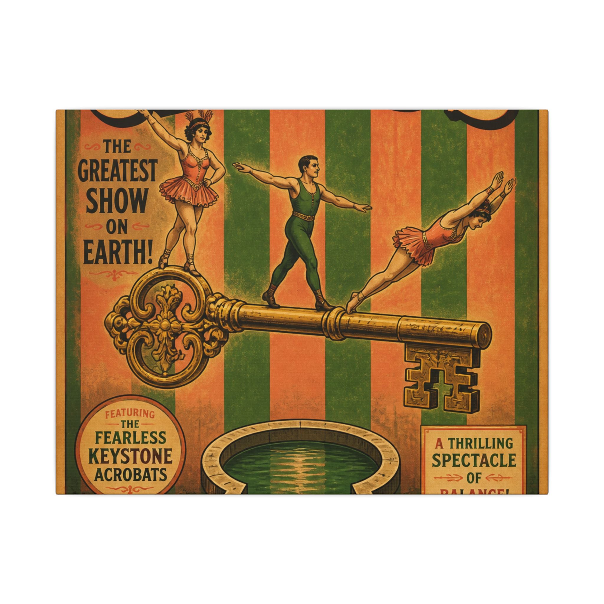 Giant Key Performance Wall Art Canvas 16×20 Vintage Circus Kitchen Decor Maximalist Print