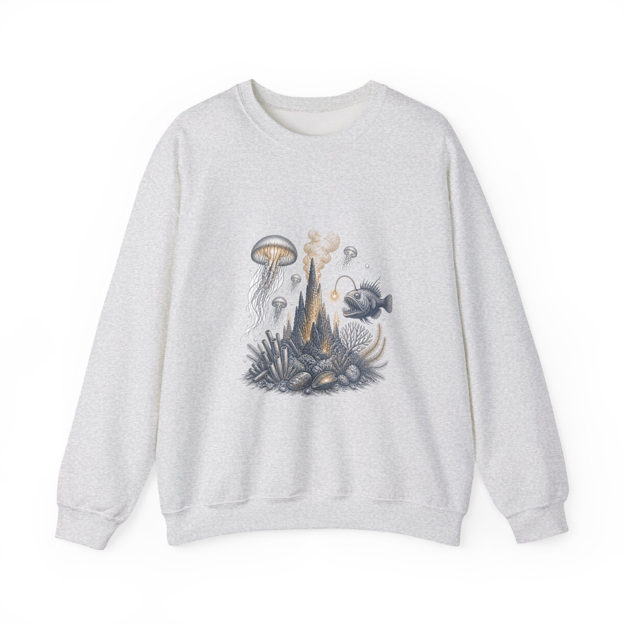 Matching Couple Sweatshirt - Coral Reef & Deep Sea Matching Couple Premium Fleece Sweatshirt Vintage Art His Hers Honeymoon Gift - Design B