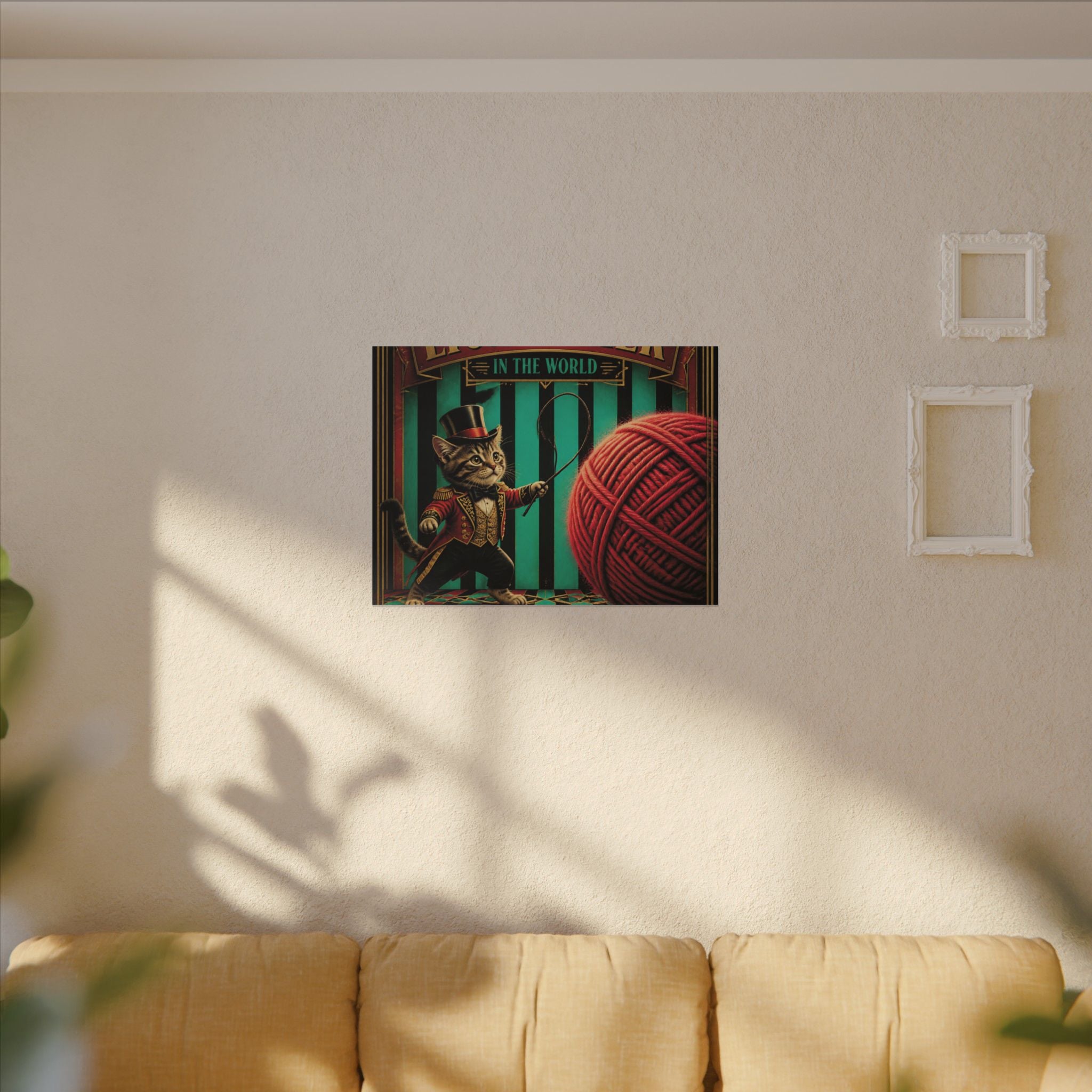 Cat Lion Tamer Wall Art Canvas 16×20 Art Deco Entryway Decor Maximalist Print