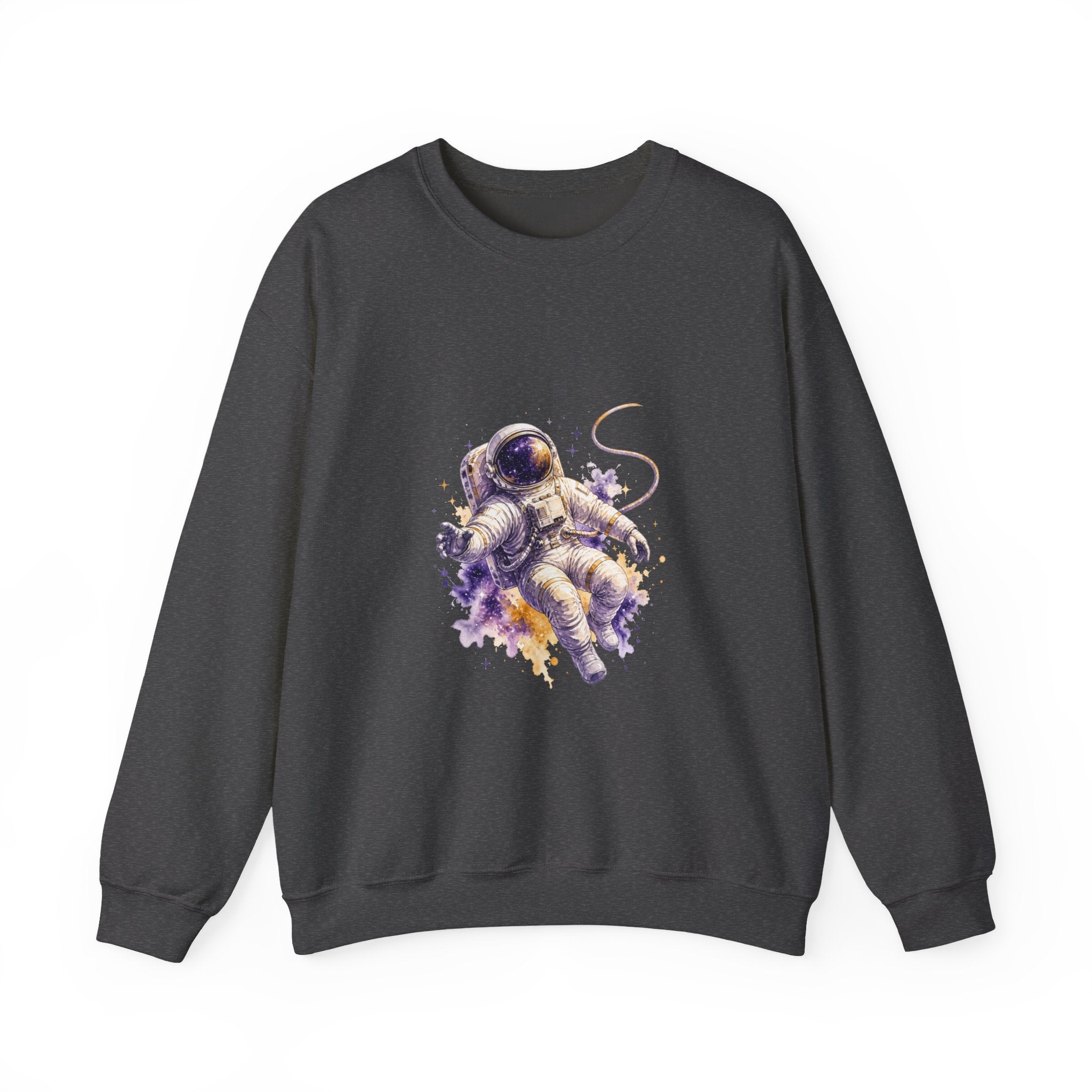 Matching Couple Sweatshirt - Astronaut & Planet Matching Couple Comfort Colors Crew Watercolor Art His Hers Birthday Gift - Design A