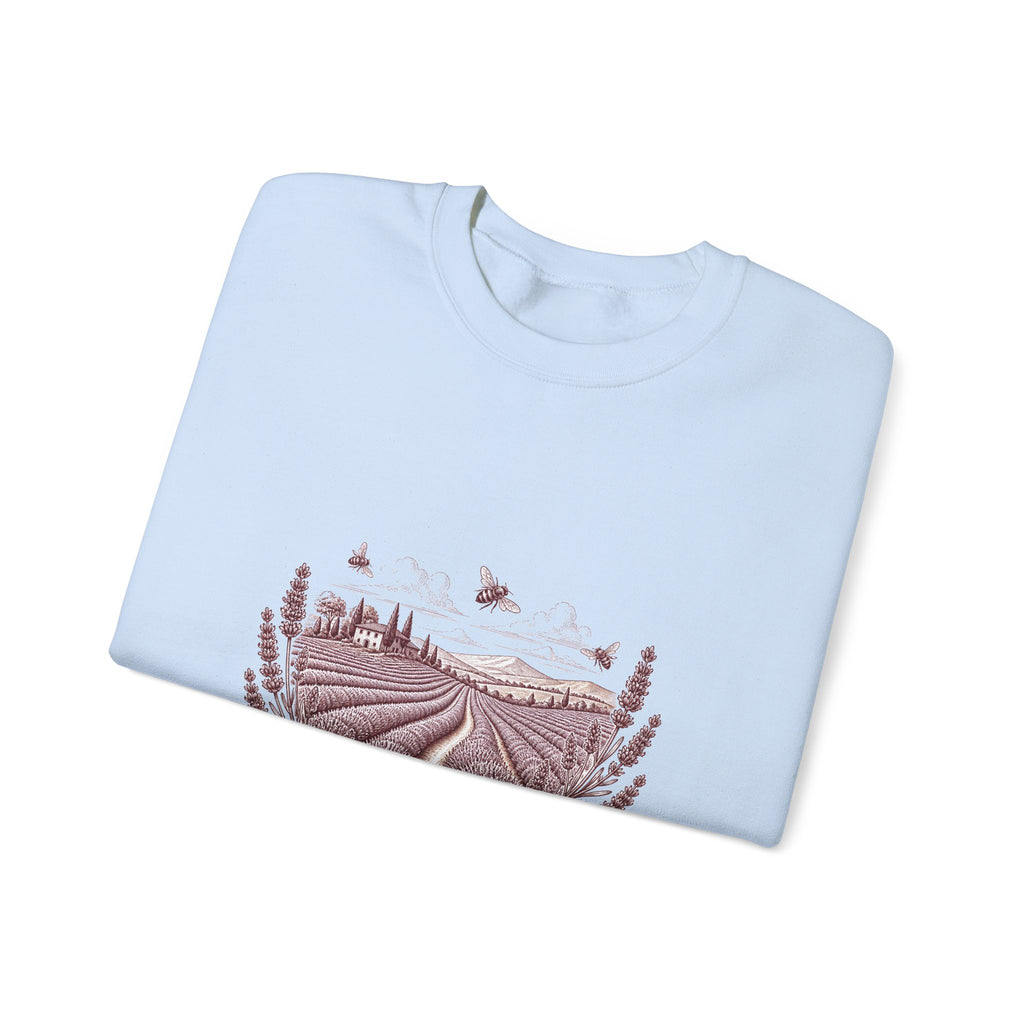 Matching Couple Sweatshirt - Lavender Fields & Canyon Matching Couple Crewneck Sweatshirt Vintage Art His Hers Wedding Gift - Design A