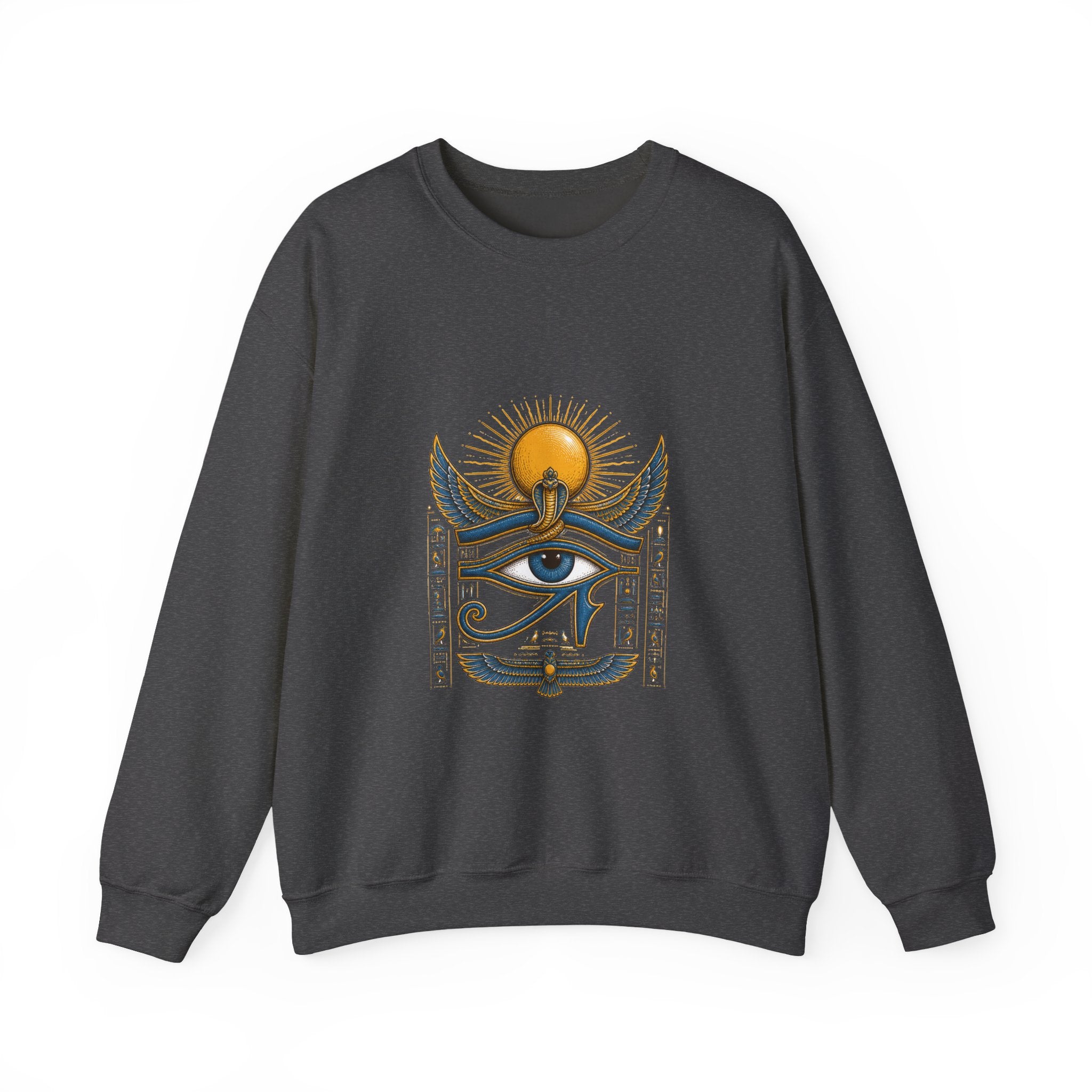 Matching Couple Sweatshirt - Eye of Ra & Horus Matching Couple Premium Fleece Sweatshirt Hand-Drawn Art His Hers Anniversary Gift - Design A