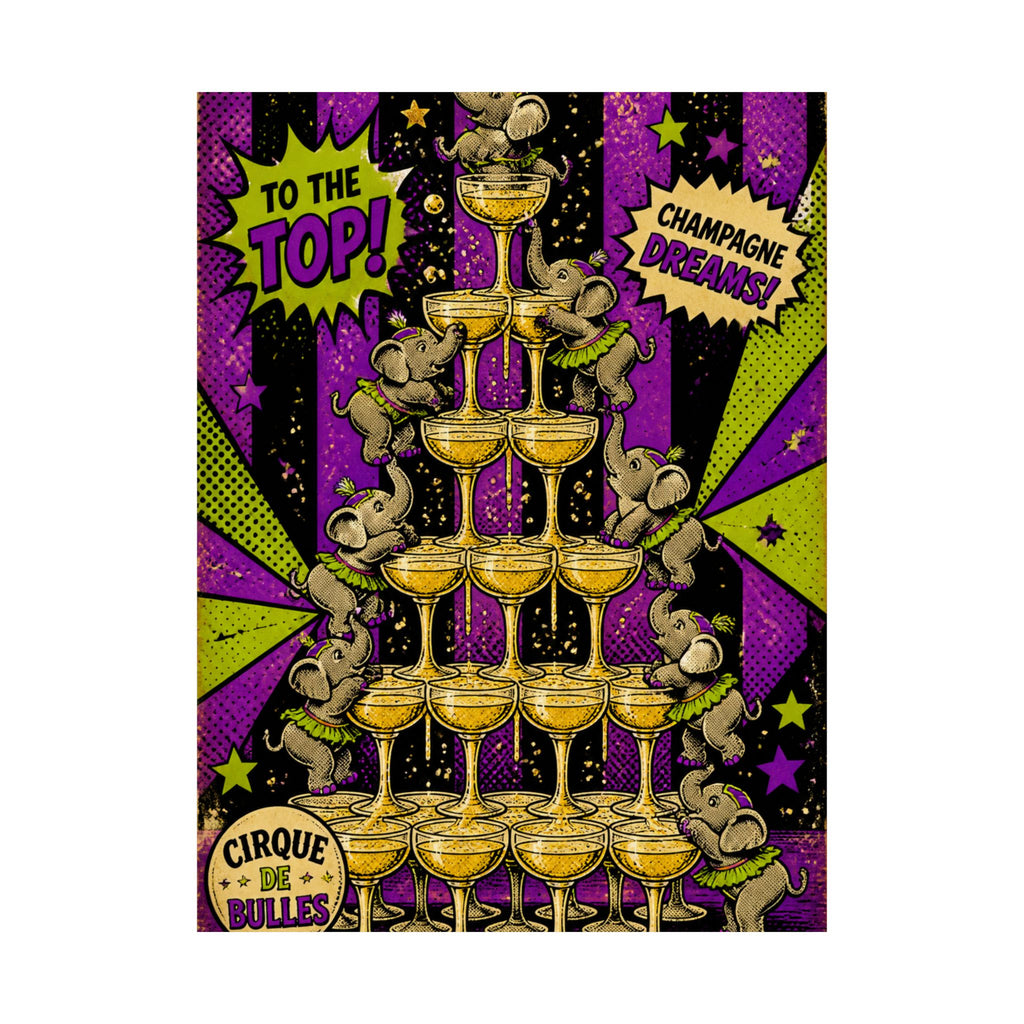 Champagne Tower Elephants Wall Art Poster 18×24 Pop Art Living Room Decor Maximalist Print