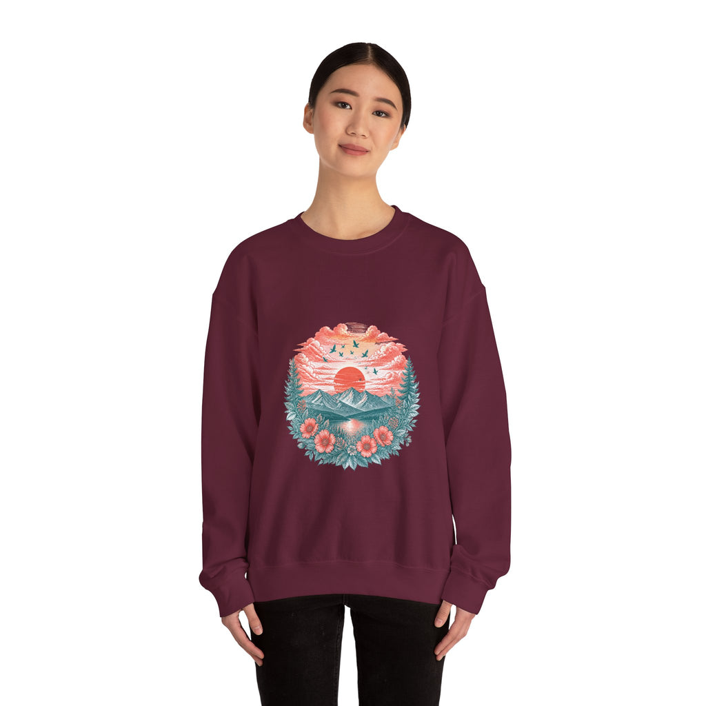 Matching Couple Sweatshirt - Sunrise & Sunset Matching Couple Crewneck Sweatshirt Vintage Art His Hers Wedding Gift - Design B