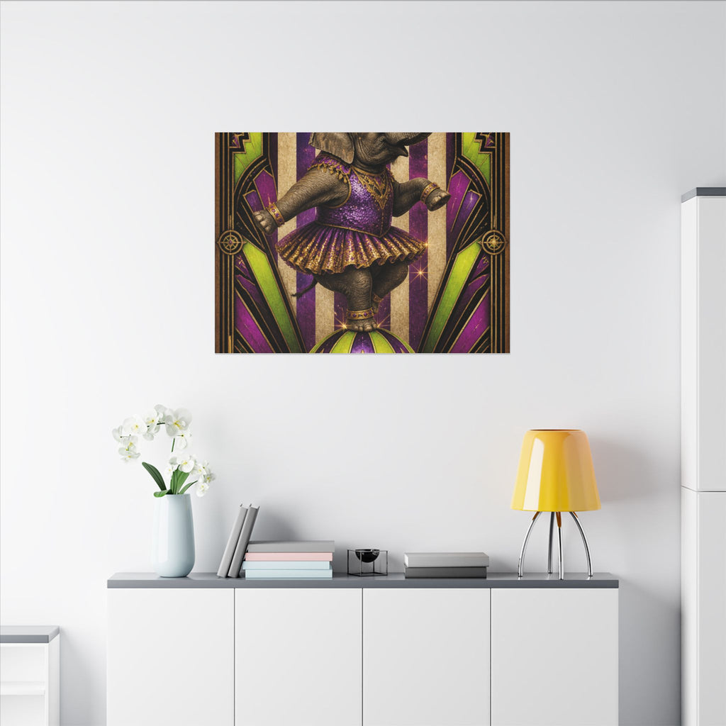 Elephant on Ball Wall Art Canvas 24×36 Art Deco Bar Area Decor Maximalist Print
