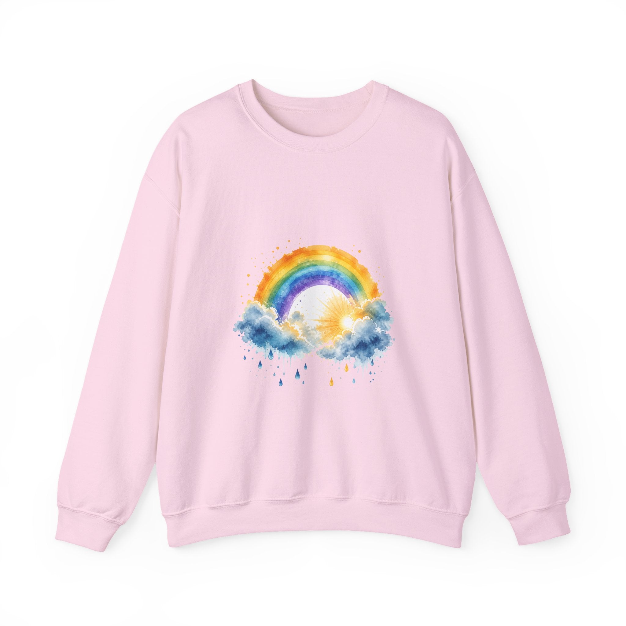 Matching Couple Sweatshirt - Storm & Rainbow Matching Couple Premium Fleece Sweatshirt Watercolor Art His Hers Birthday Gift - Design B